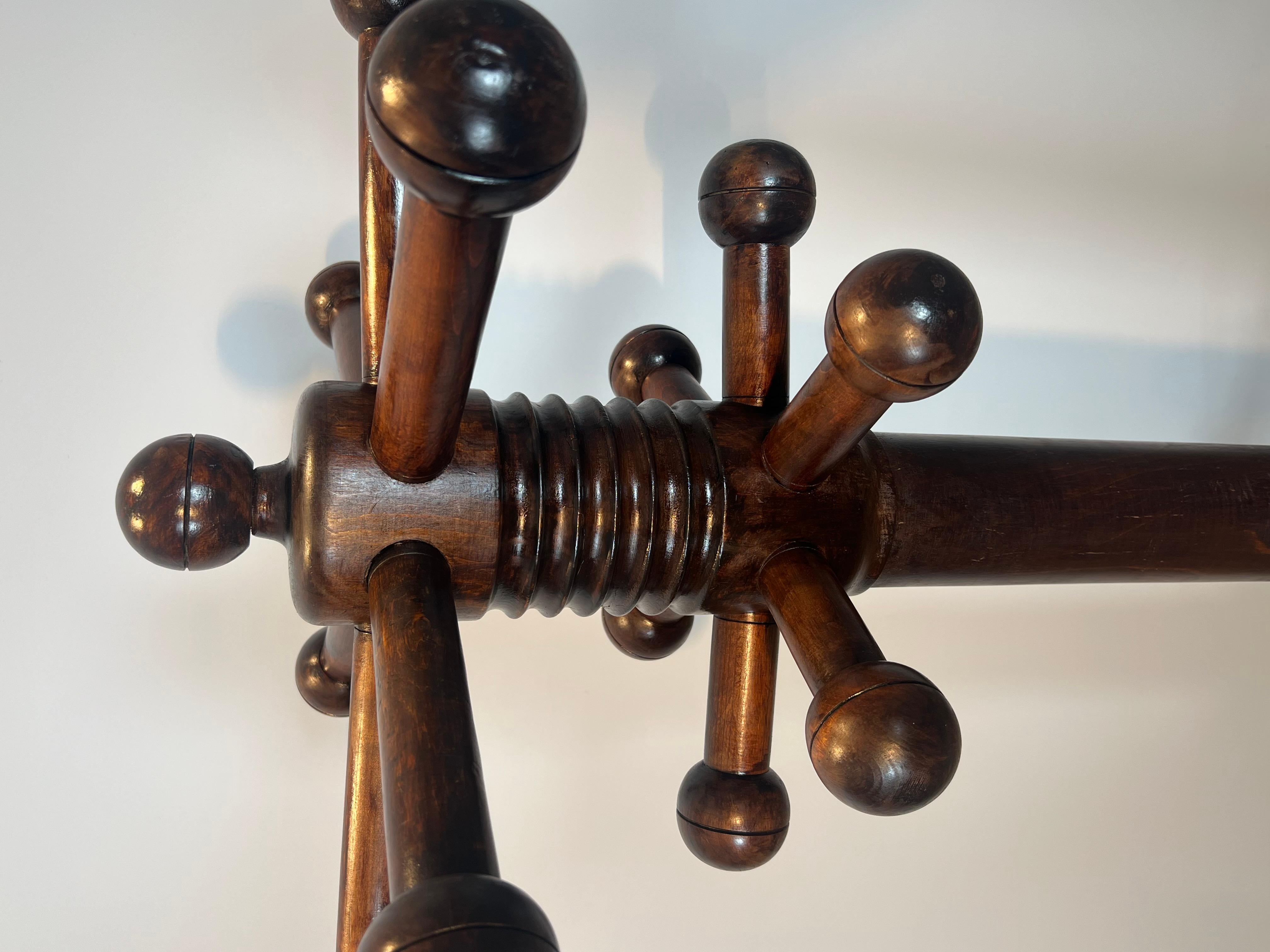 Brutalist Carved Oak Coat Rack By Charles Dudouyt For Sale 9