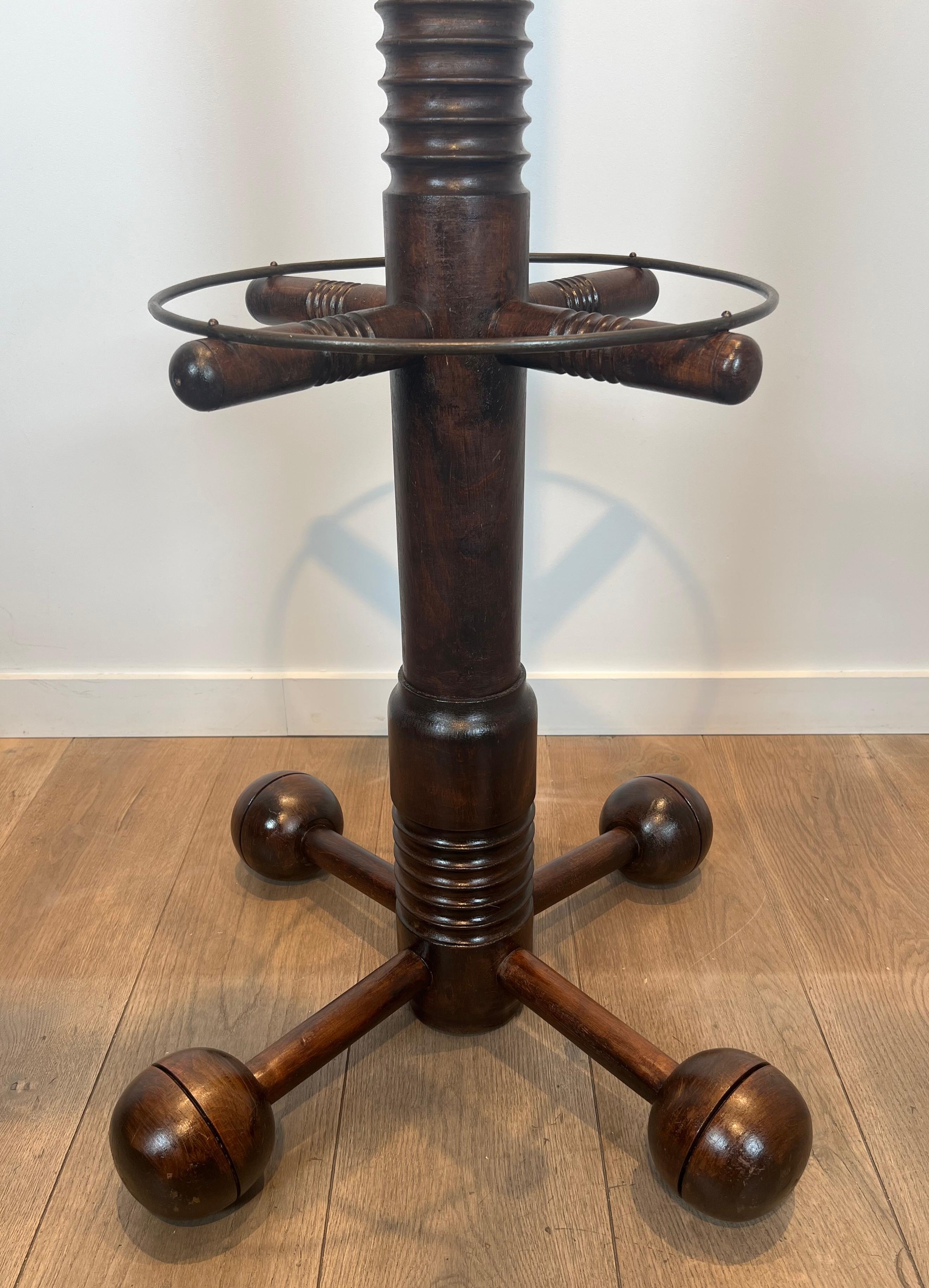 Brutalist Carved Oak Coat Rack By Charles Dudouyt For Sale 11