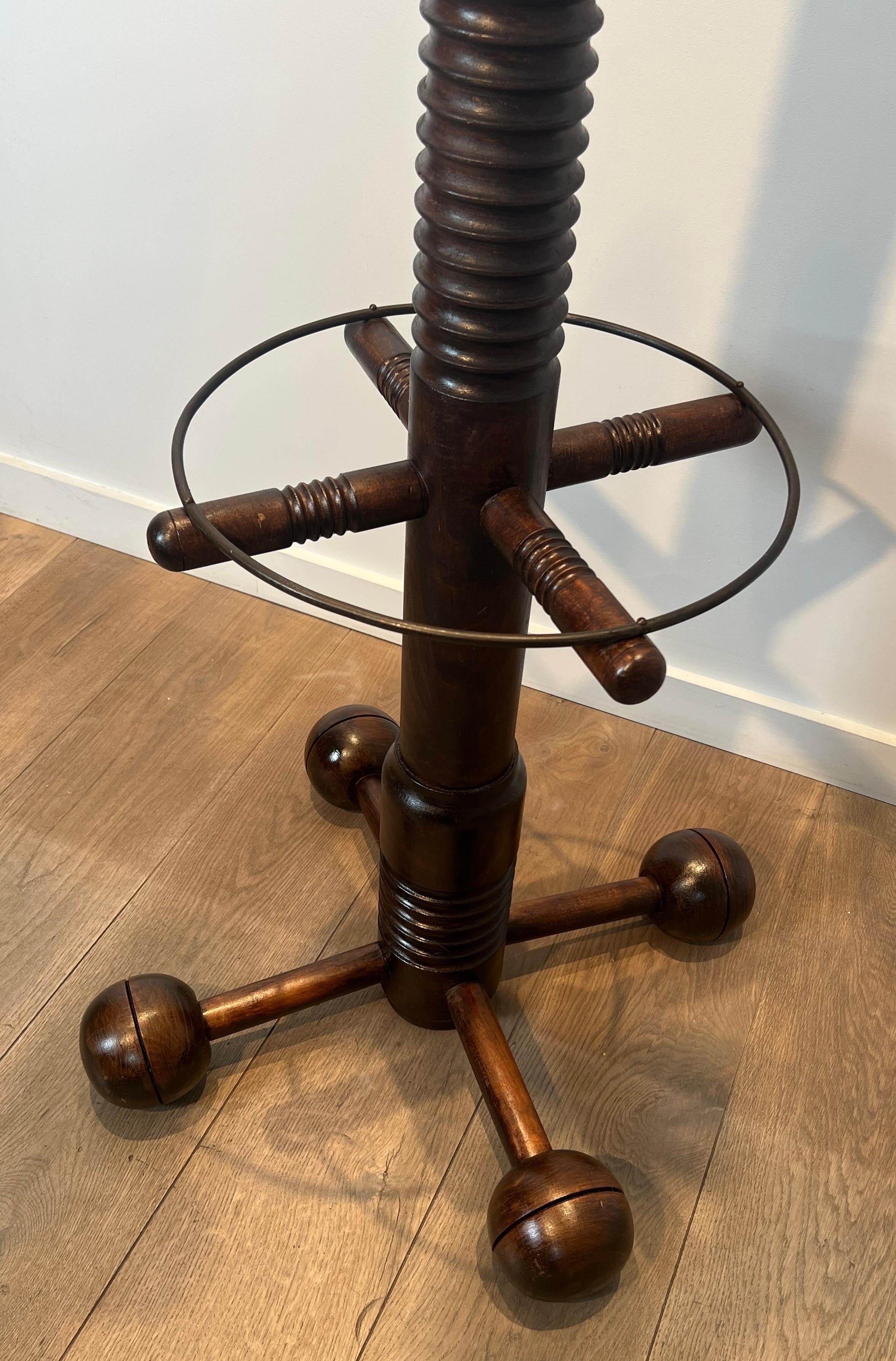 Brutalist Carved Oak Coat Rack By Charles Dudouyt For Sale 12