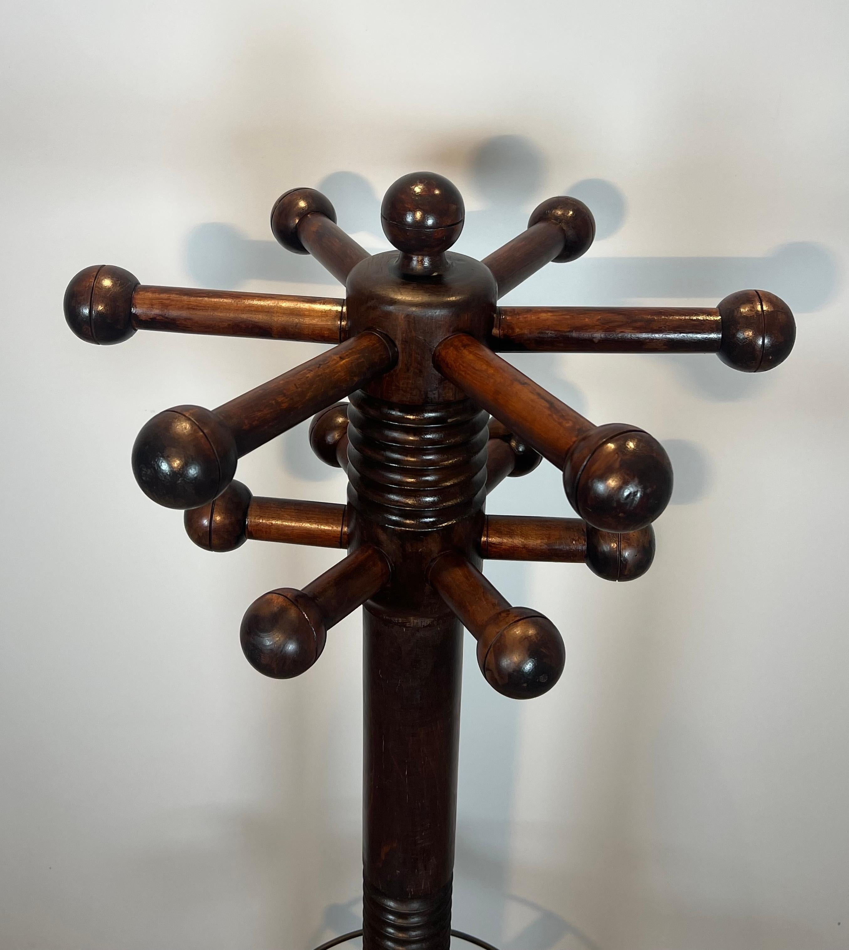 Mid-20th Century Brutalist Carved Oak Coat Rack By Charles Dudouyt For Sale