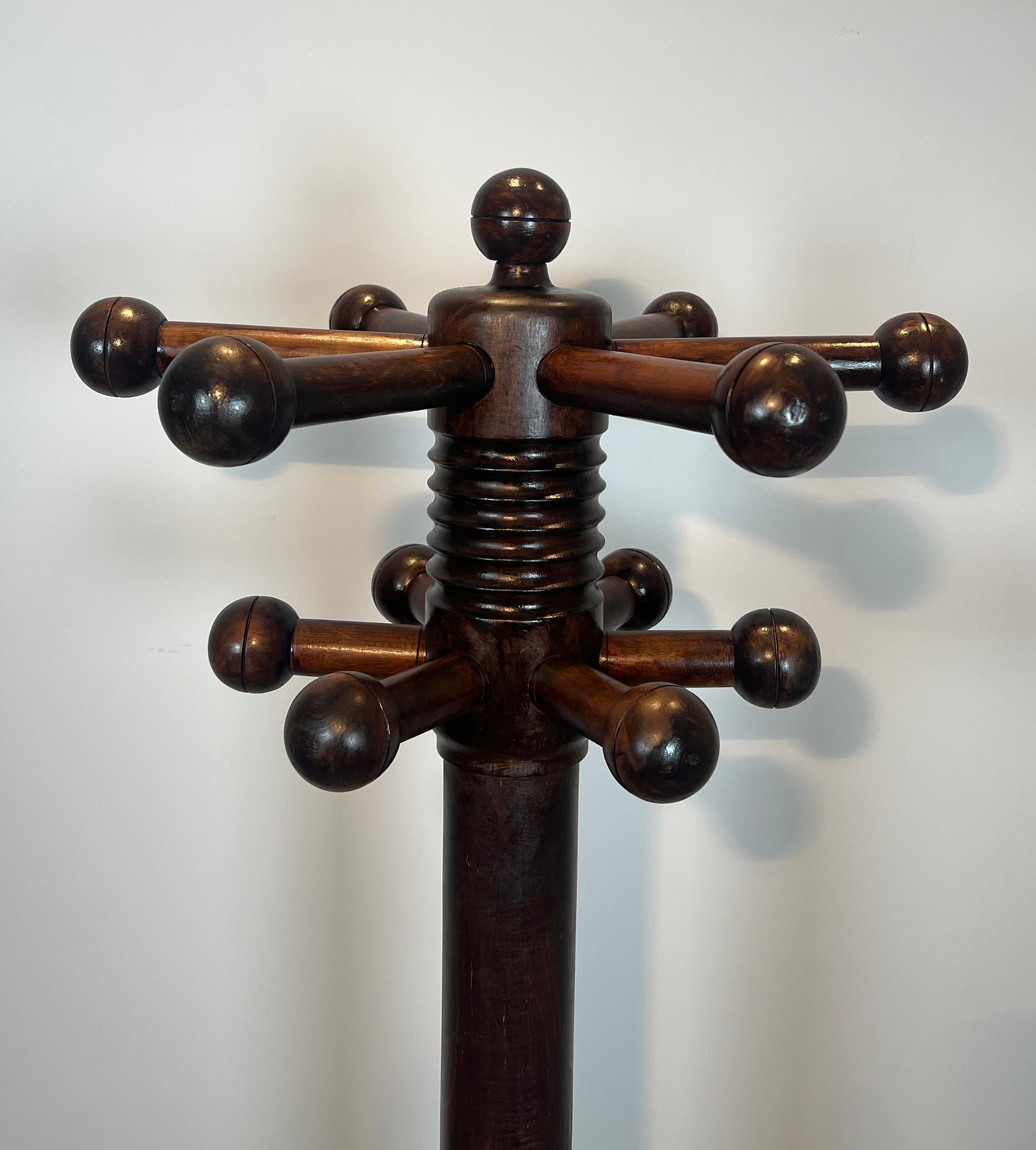 Brutalist Carved Oak Coat Rack By Charles Dudouyt For Sale 1