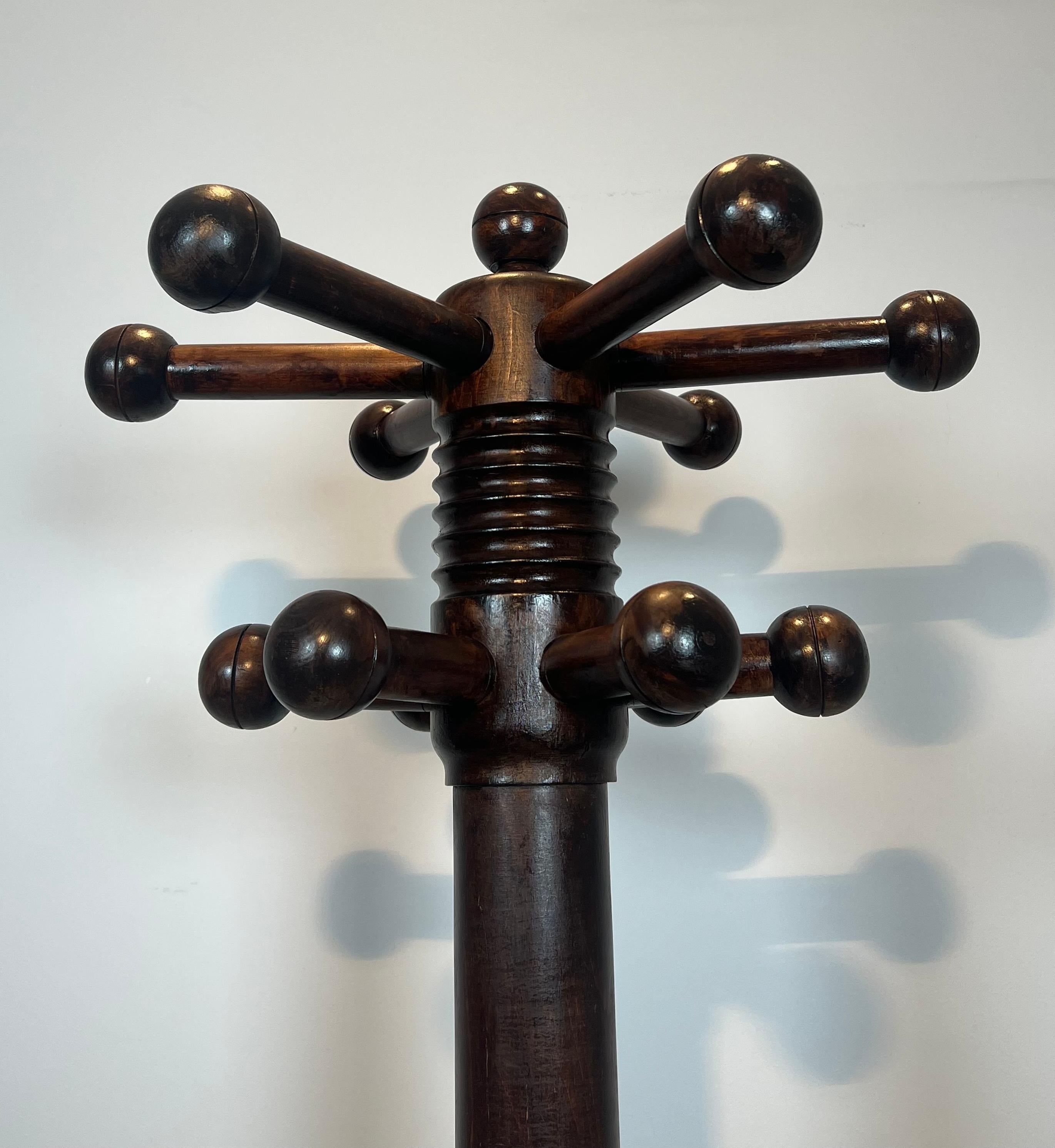 Brutalist Carved Oak Coat Rack By Charles Dudouyt For Sale 2