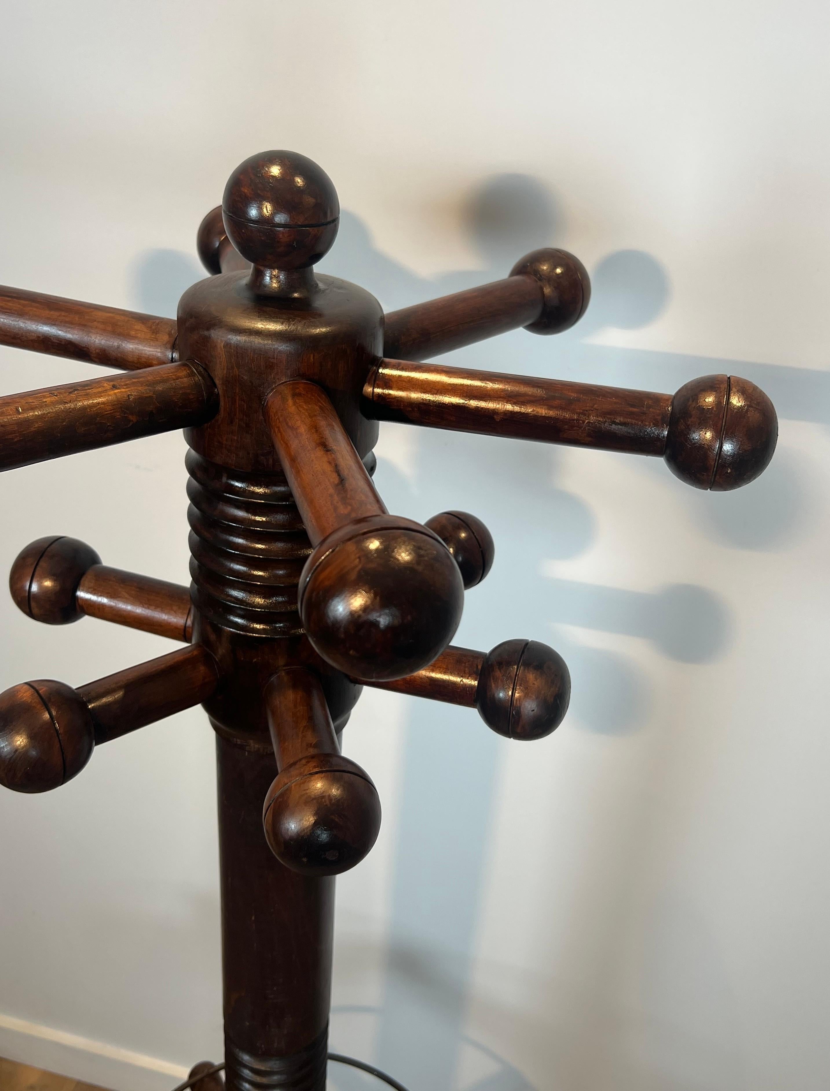 Brutalist Carved Oak Coat Rack By Charles Dudouyt For Sale 3
