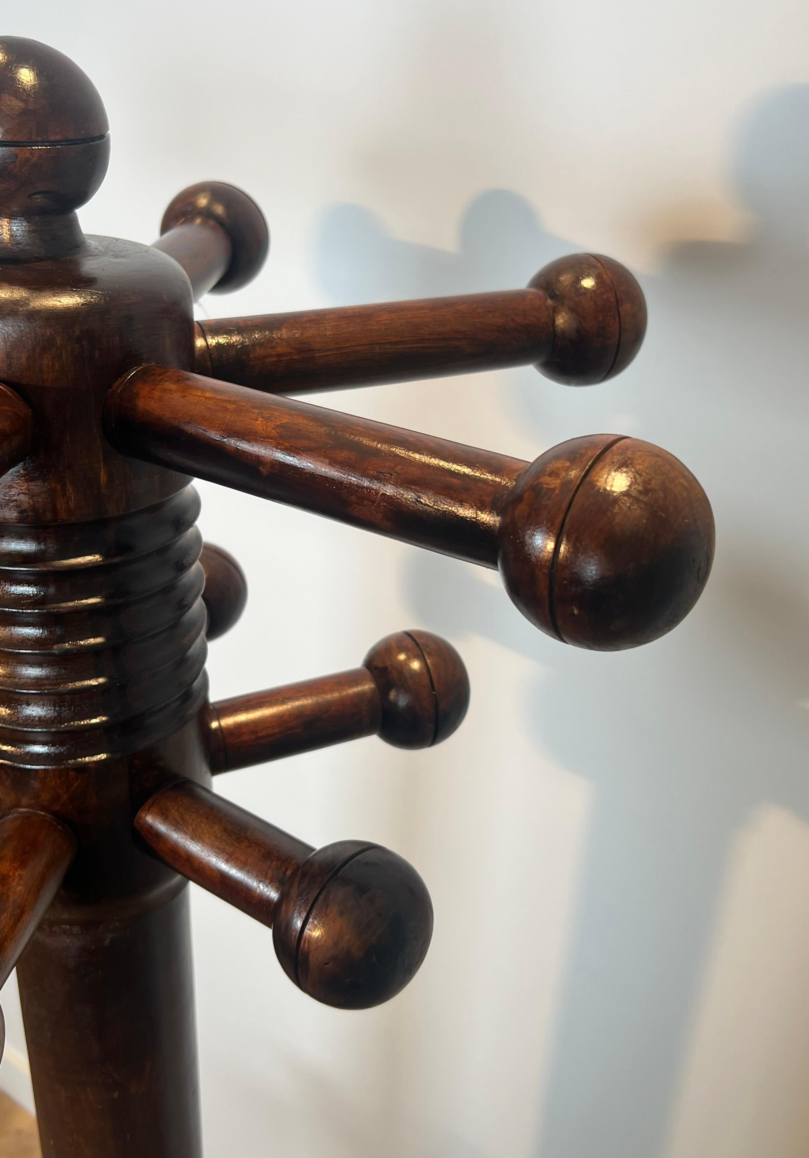 Brutalist Carved Oak Coat Rack By Charles Dudouyt For Sale 4