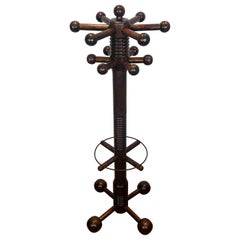 Brutalist Carved Oak Coat Rack By Charles Dudouyt