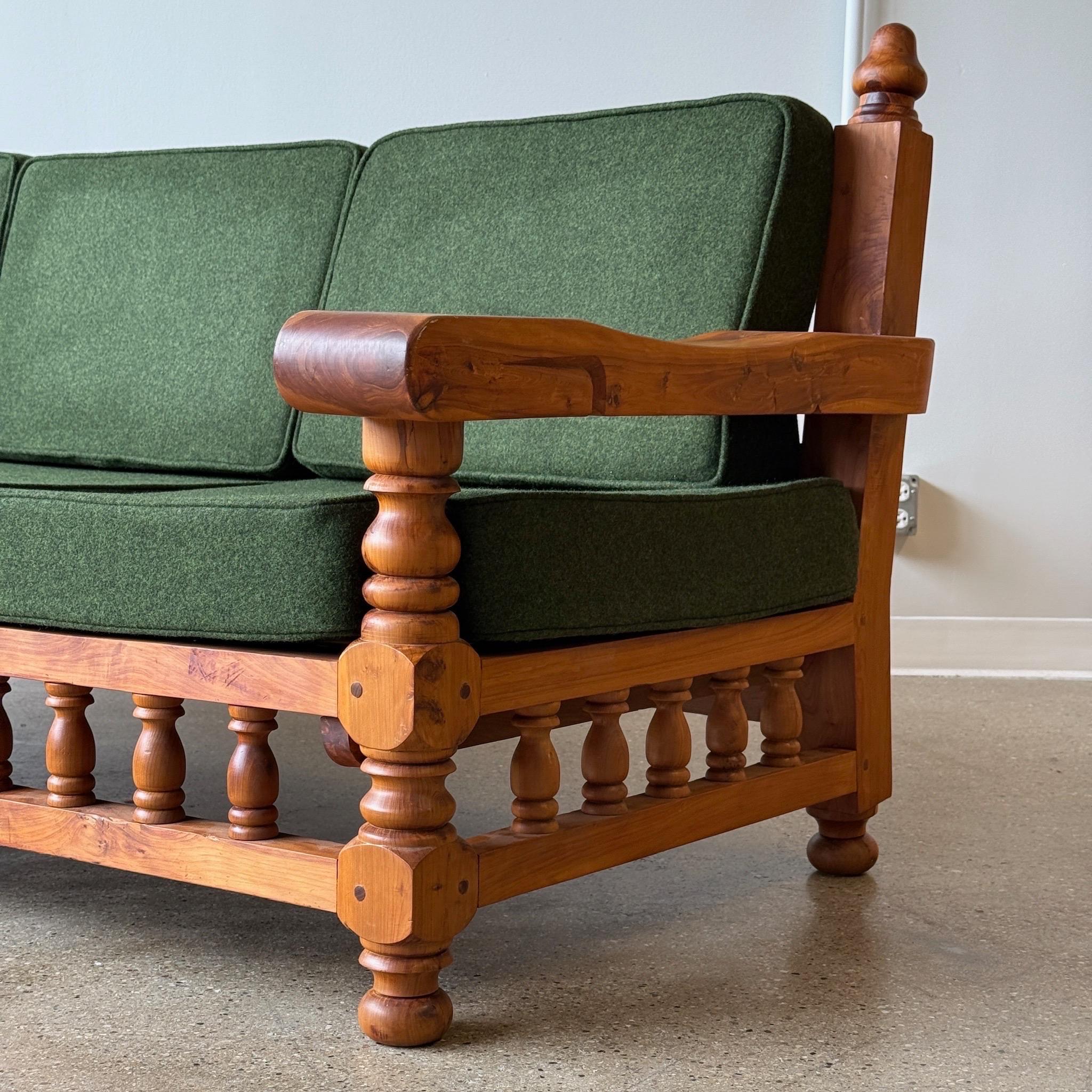 c. 1970s. Handmade pine sofa with cushions reupholstered in Kvadrat Divina Melange fabric. 

