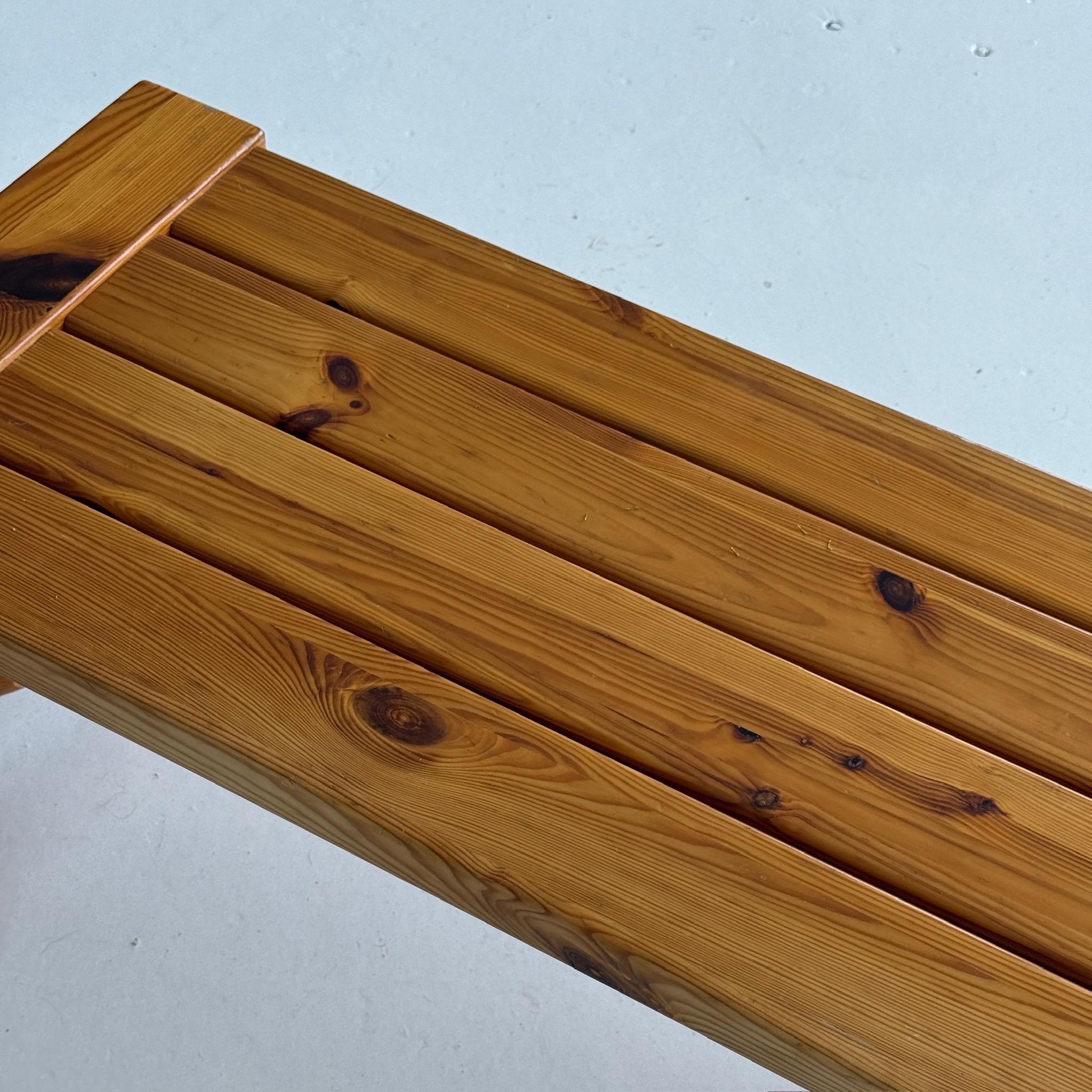 Late 20th Century Brutalist Carved Pine Table/Bench by Glas Master Markaryd For Sale