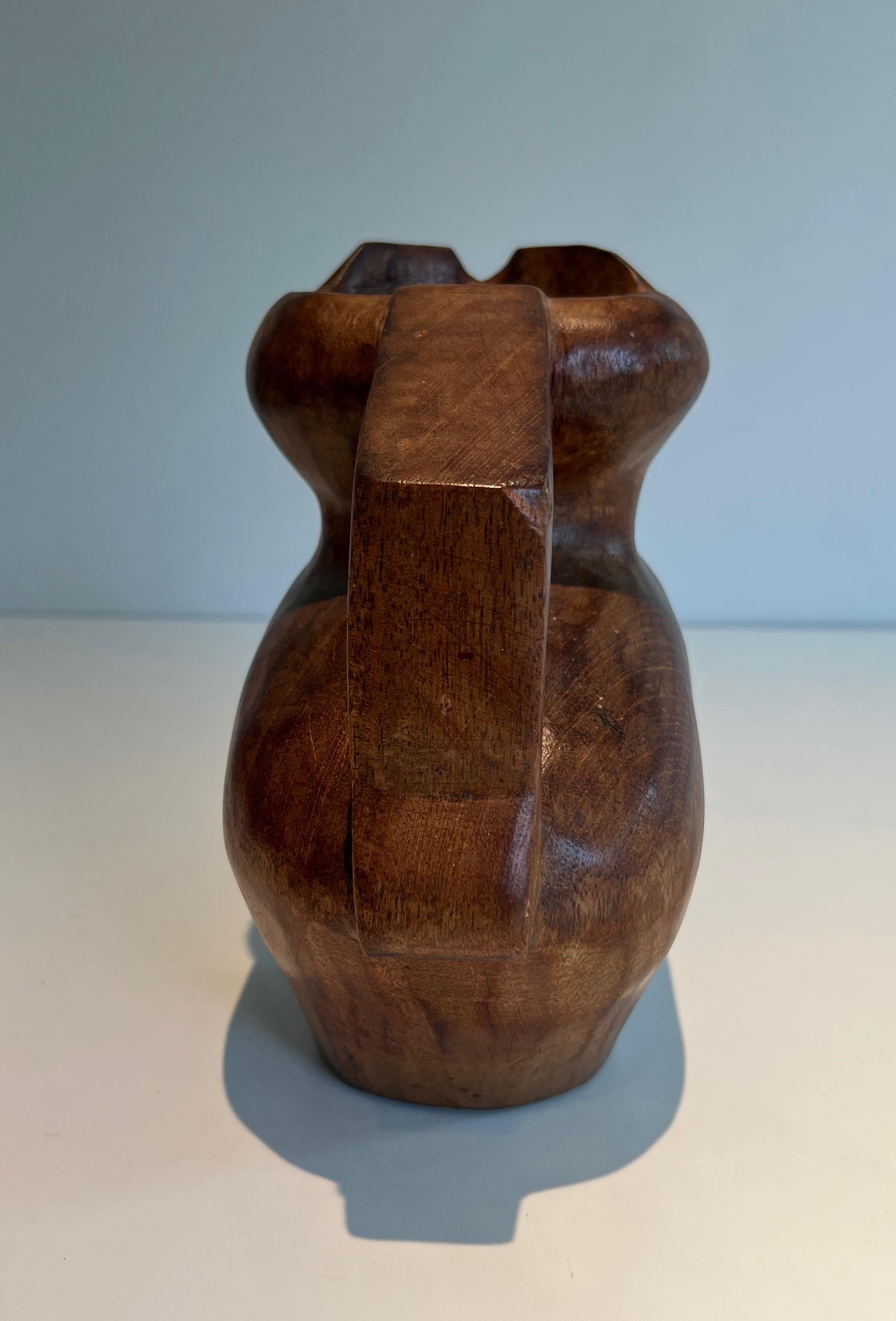 Brutalist carved wood pitcher. French work in the style of Alexandre Noll For Sale 2