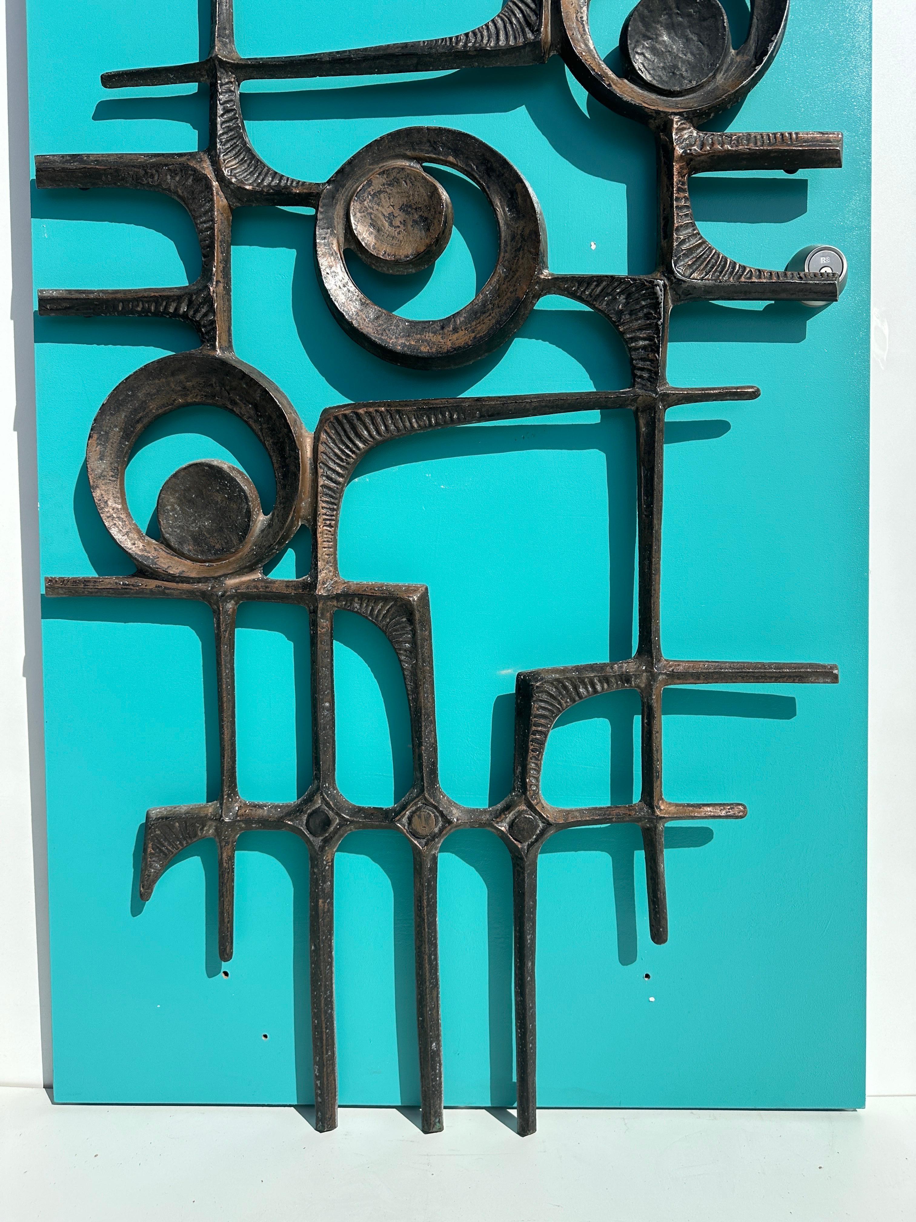 Late 20th Century Brutalist Cast Aluminum Door Panel / Grill / Wall Decoration For Sale