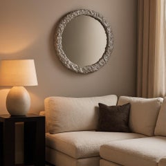 Brutalist Cast Aluminum Frame Mirror Lunar Landscape by Sergio Vulpe