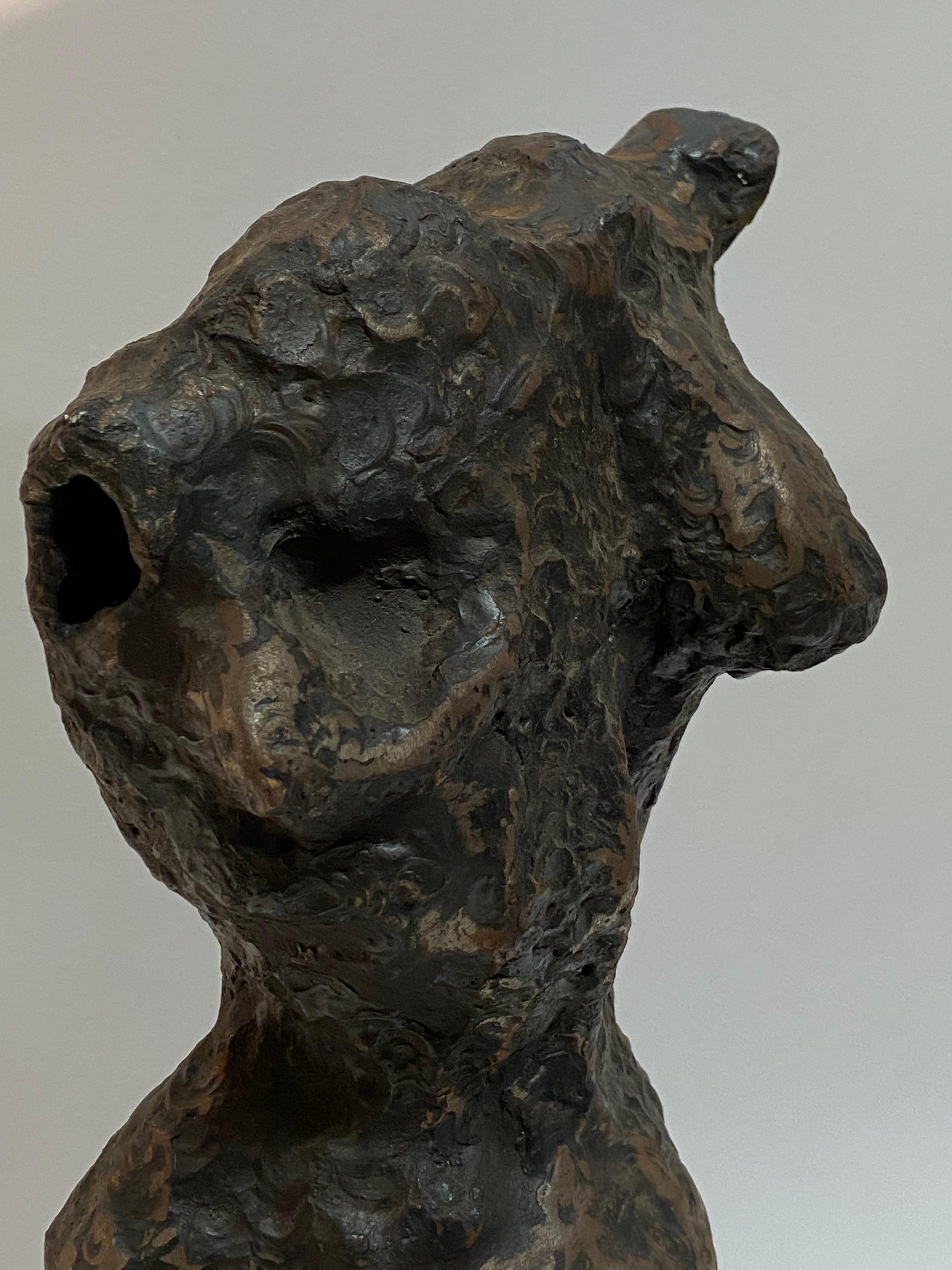 Brutalist Cast and Torch Cut Steel Female Nude Sculpture For Sale 5