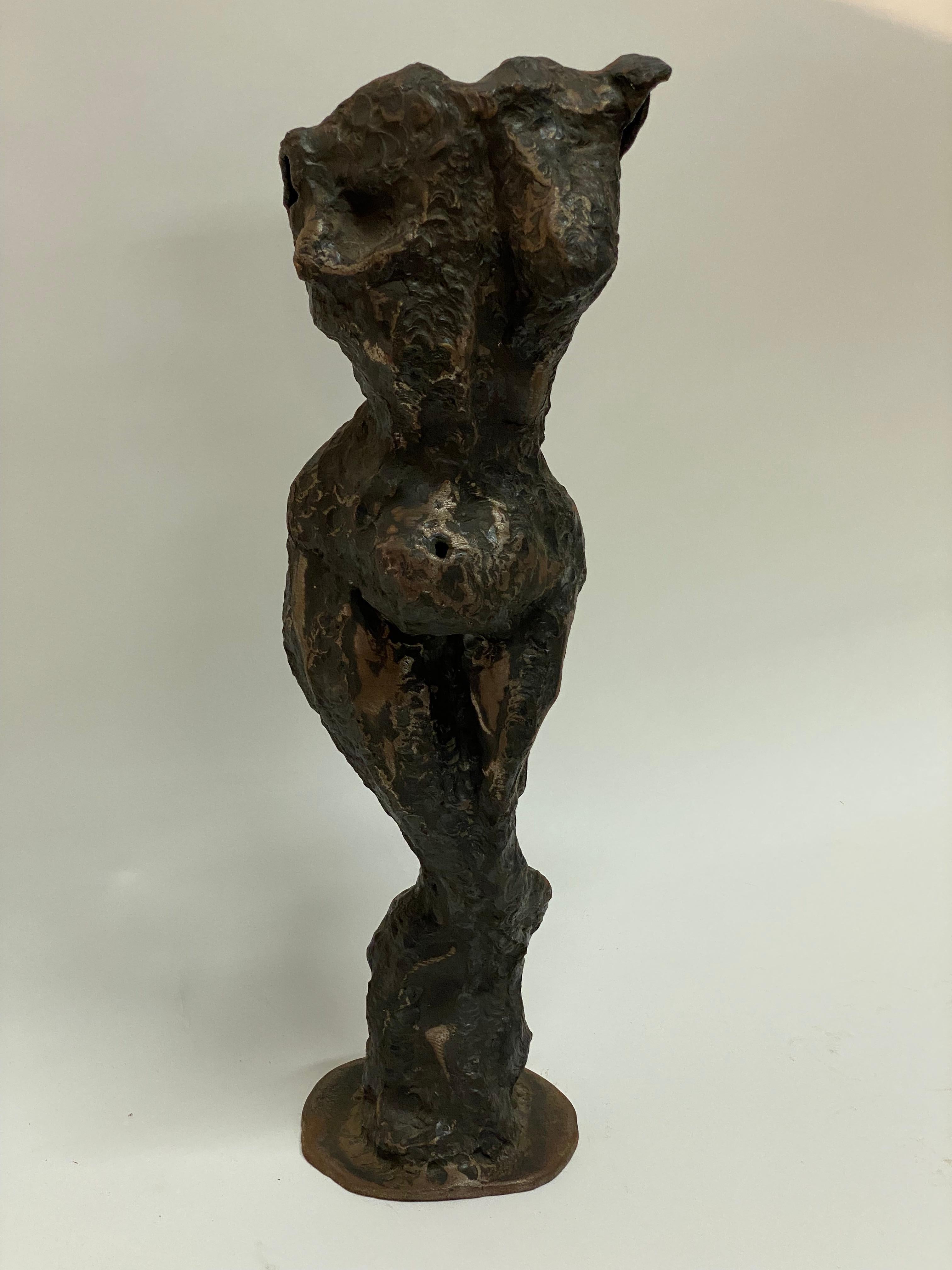 American Brutalist Cast and Torch Cut Steel Female Nude Sculpture For Sale