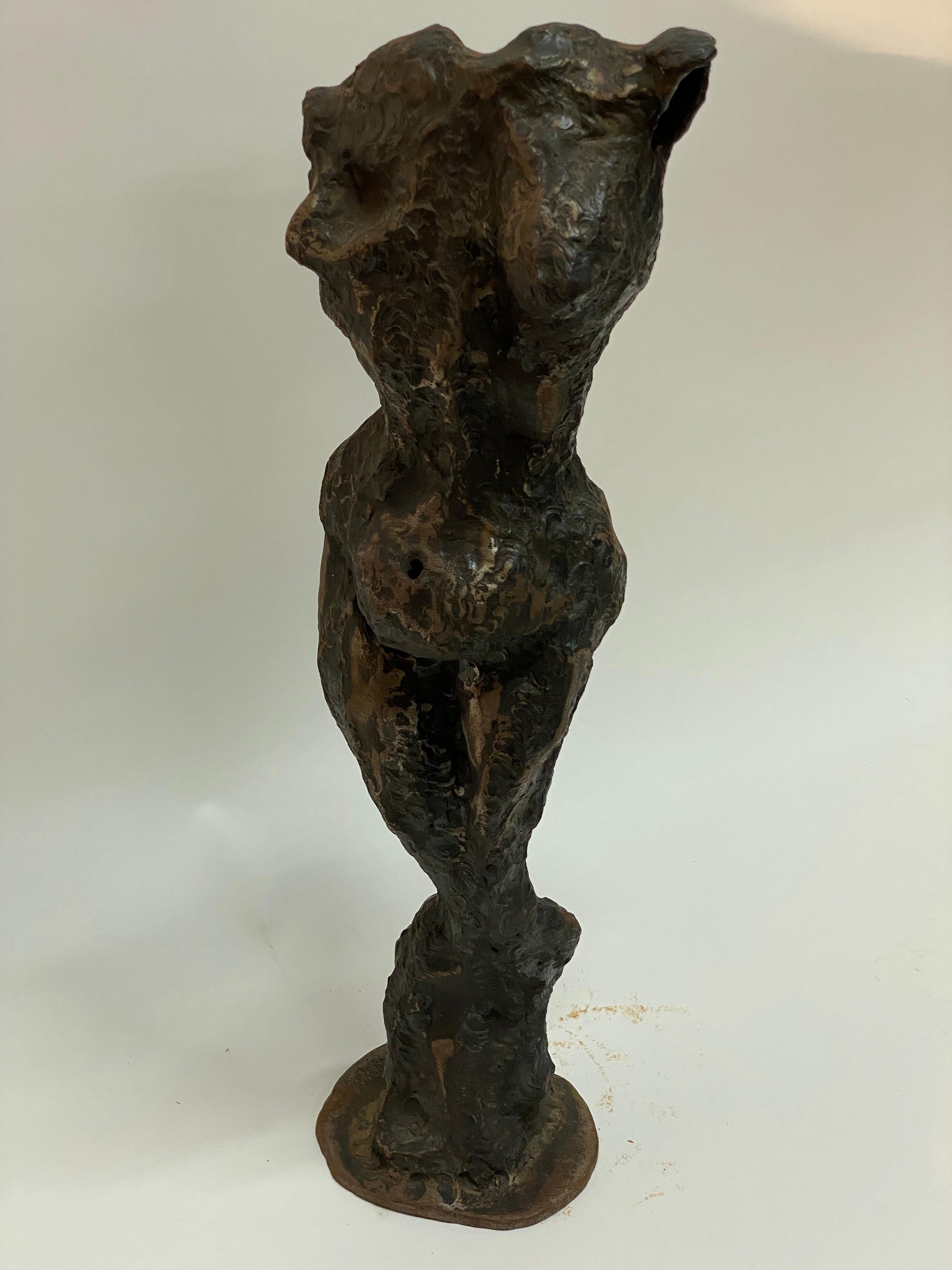 Mid-20th Century Brutalist Cast and Torch Cut Steel Female Nude Sculpture