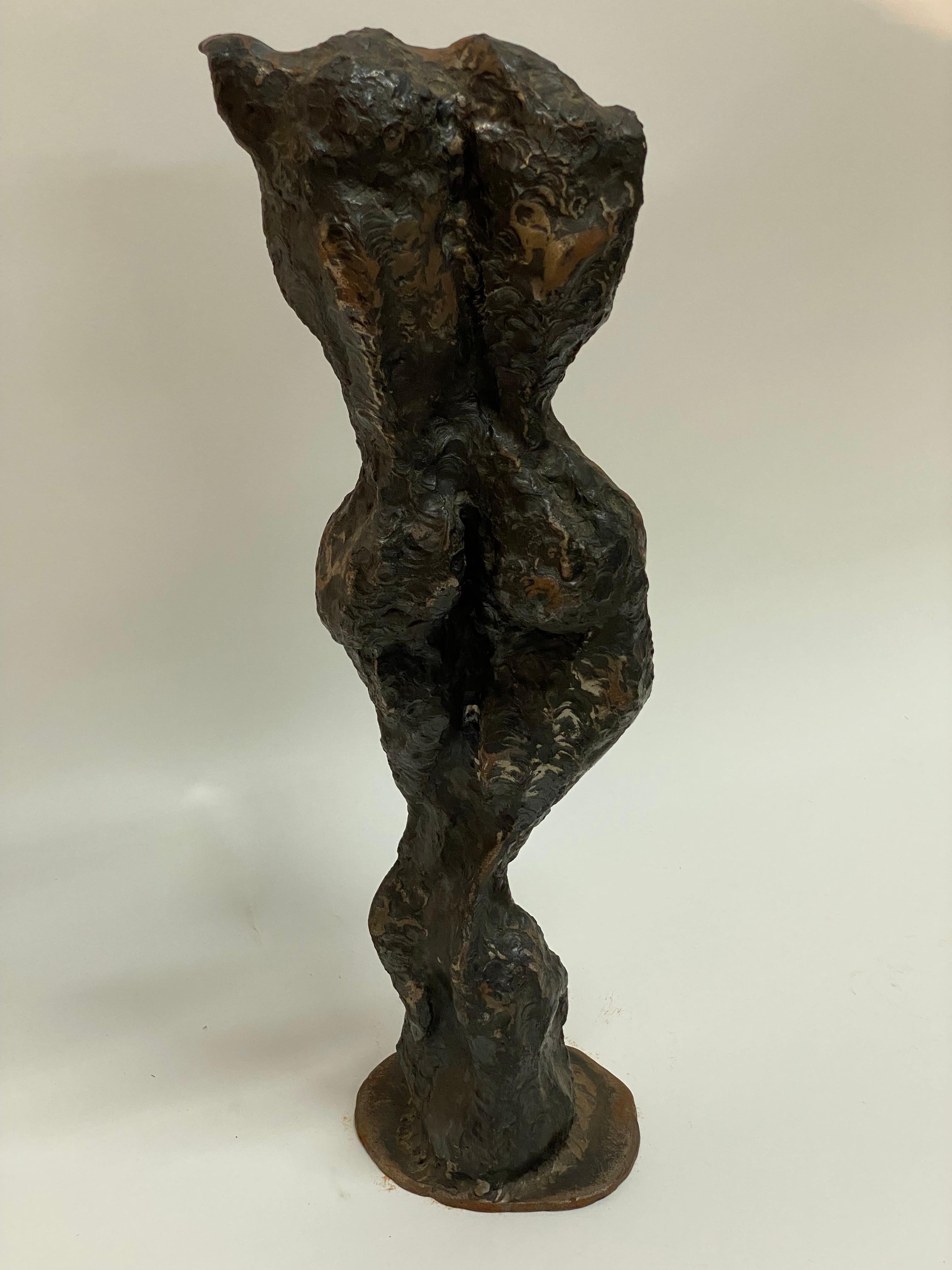 Brutalist Cast and Torch Cut Steel Female Nude Sculpture 1