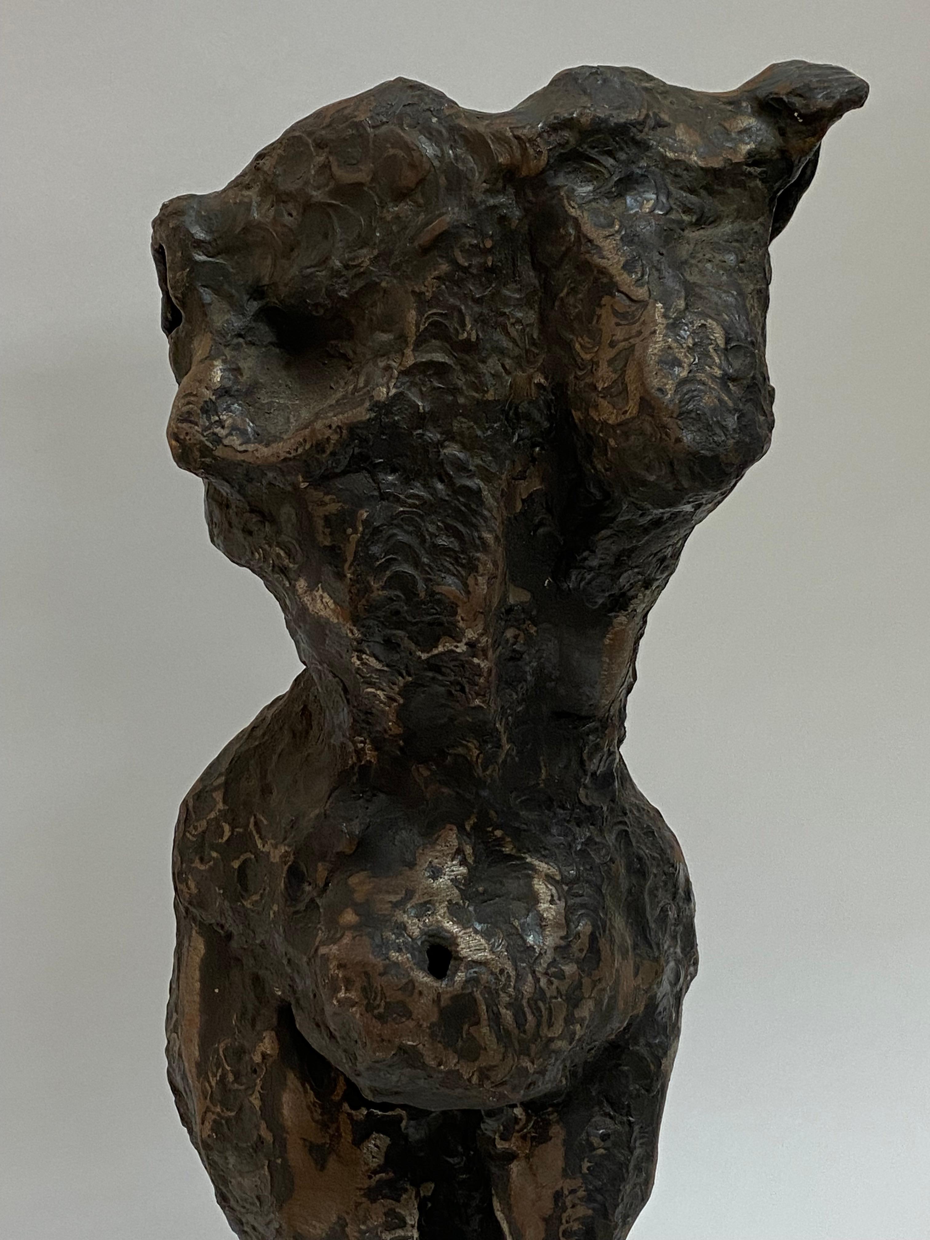 Brutalist Cast and Torch Cut Steel Female Nude Sculpture For Sale 2
