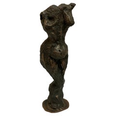 Brutalistische weibliche Aktskulptur aus Stahlguss und geschliffenem Torch Cut