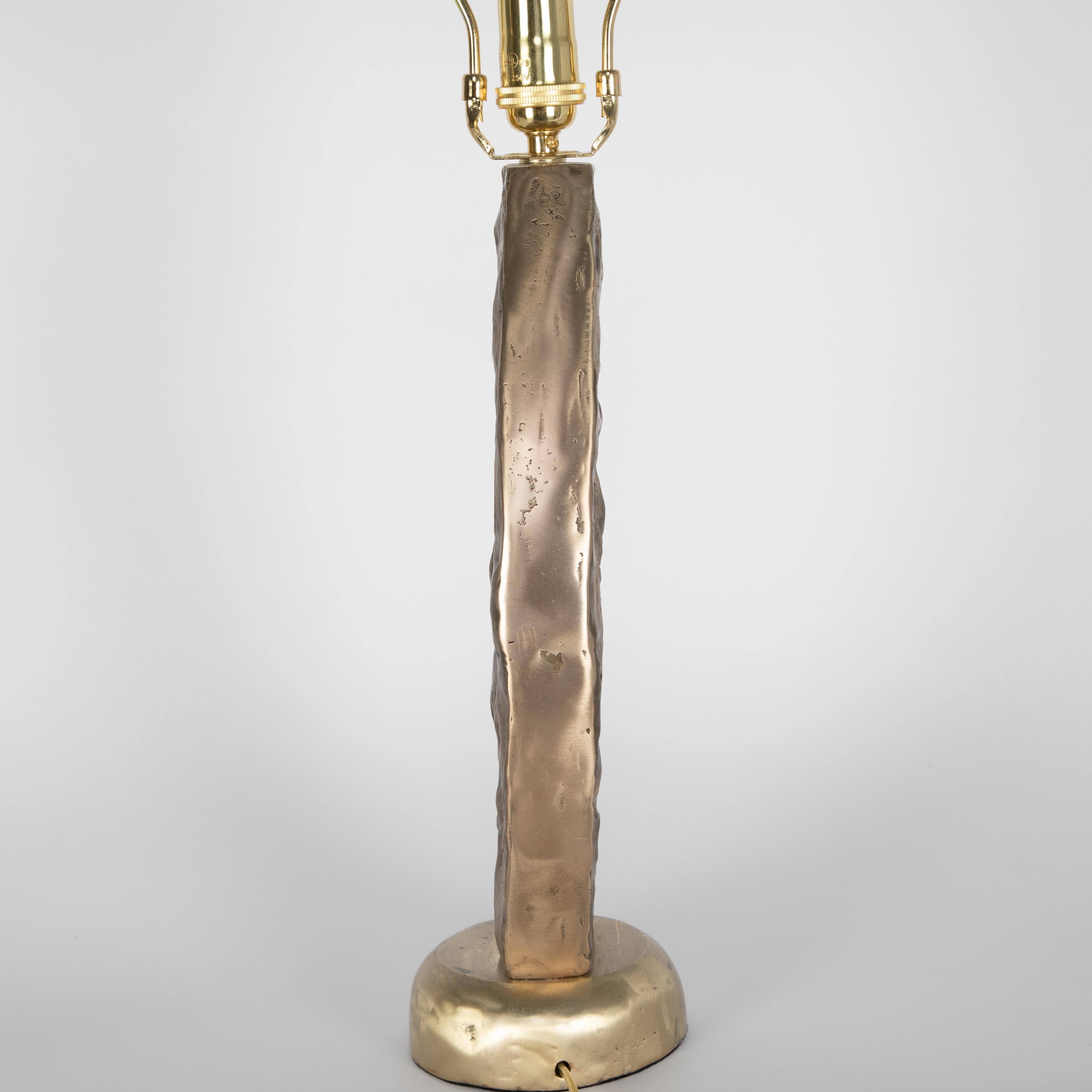 Brutalist Cast Brass Table Lamps, circa 1970s For Sale 5