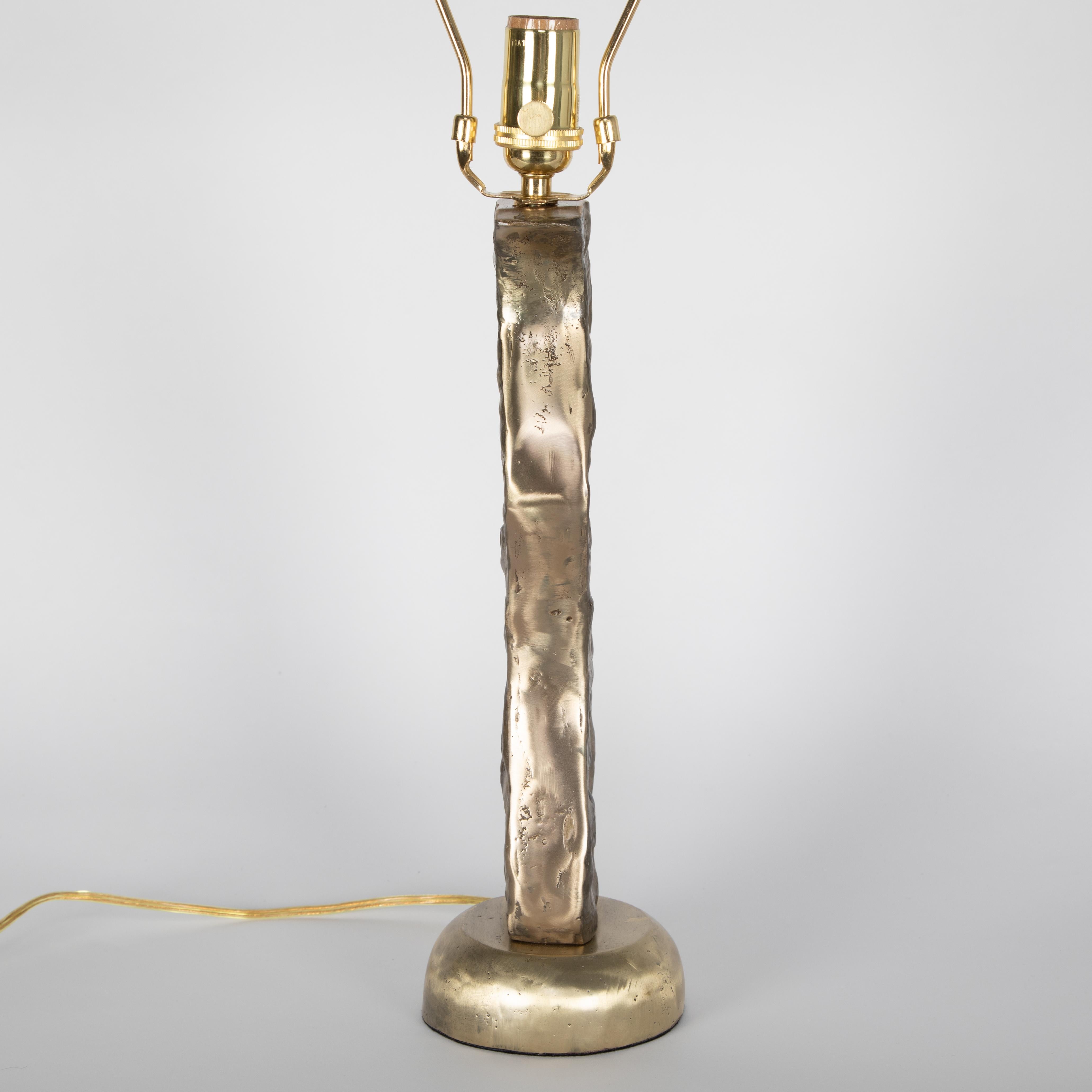 Brutalist Cast Brass Table Lamps, circa 1970s In Good Condition For Sale In Brooklyn, NY