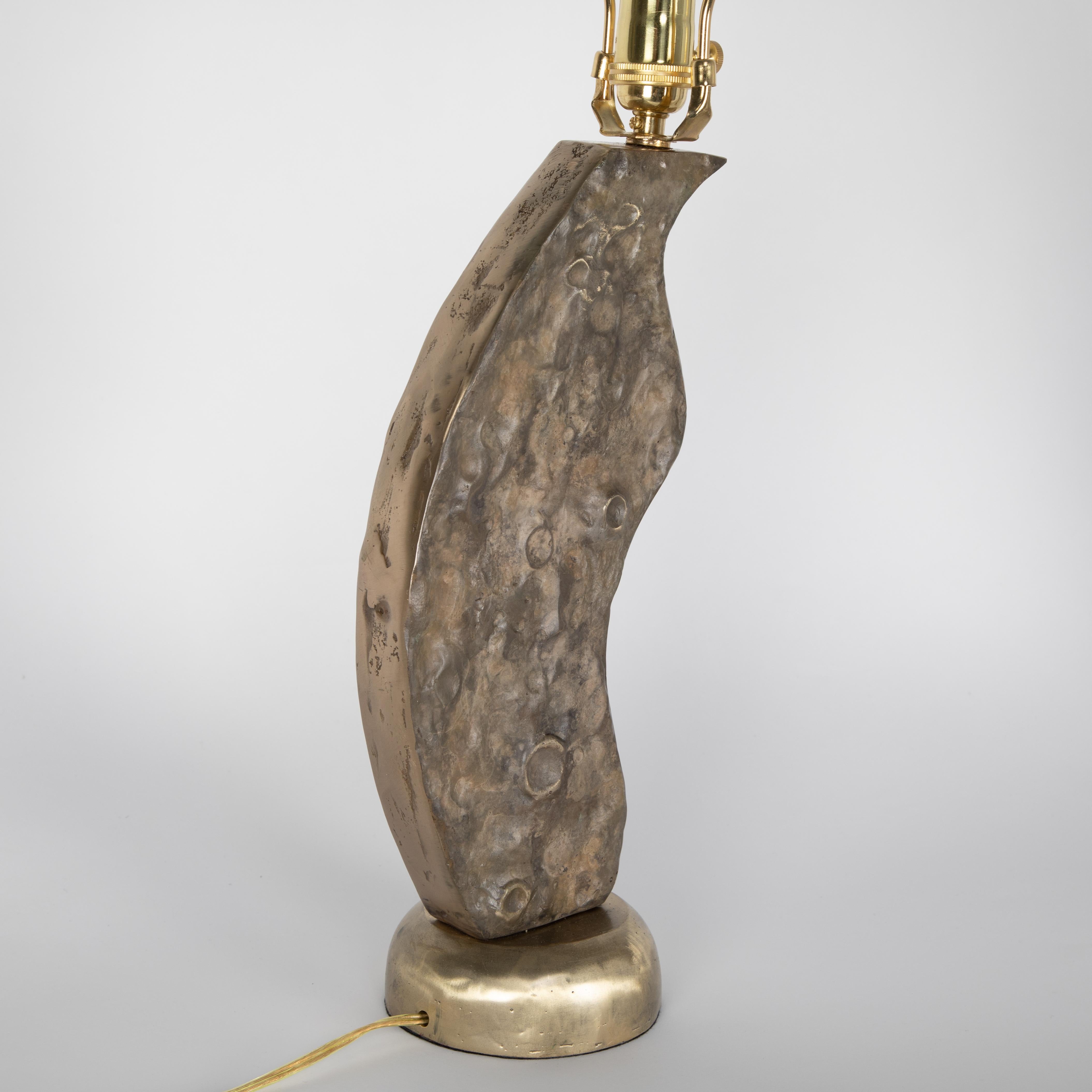 Brutalist Cast Brass Table Lamps, circa 1970s For Sale 2