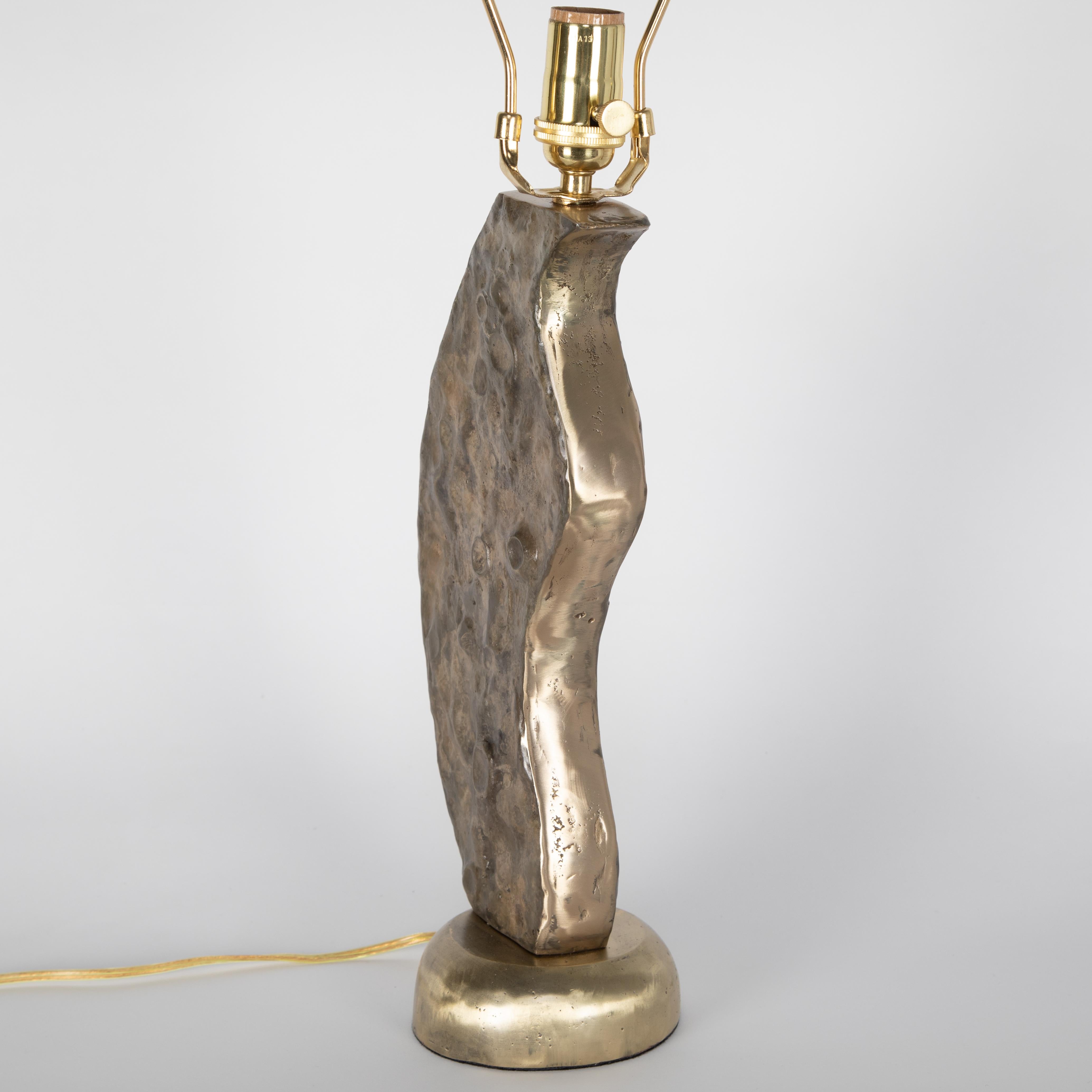 Brutalist Cast Brass Table Lamps, circa 1970s For Sale 3