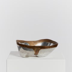 Brutalist cast bronze and aluminium bowl by David Marshall