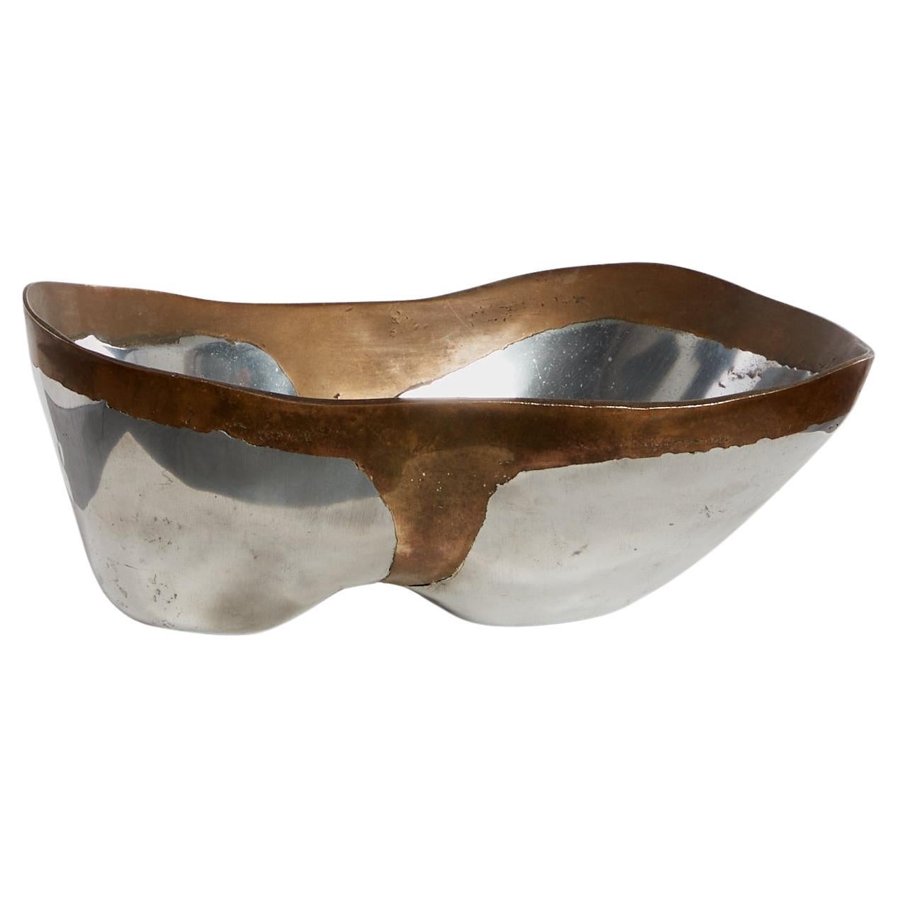 Brutalist cast bronze and aluminium bowl by David Marshall