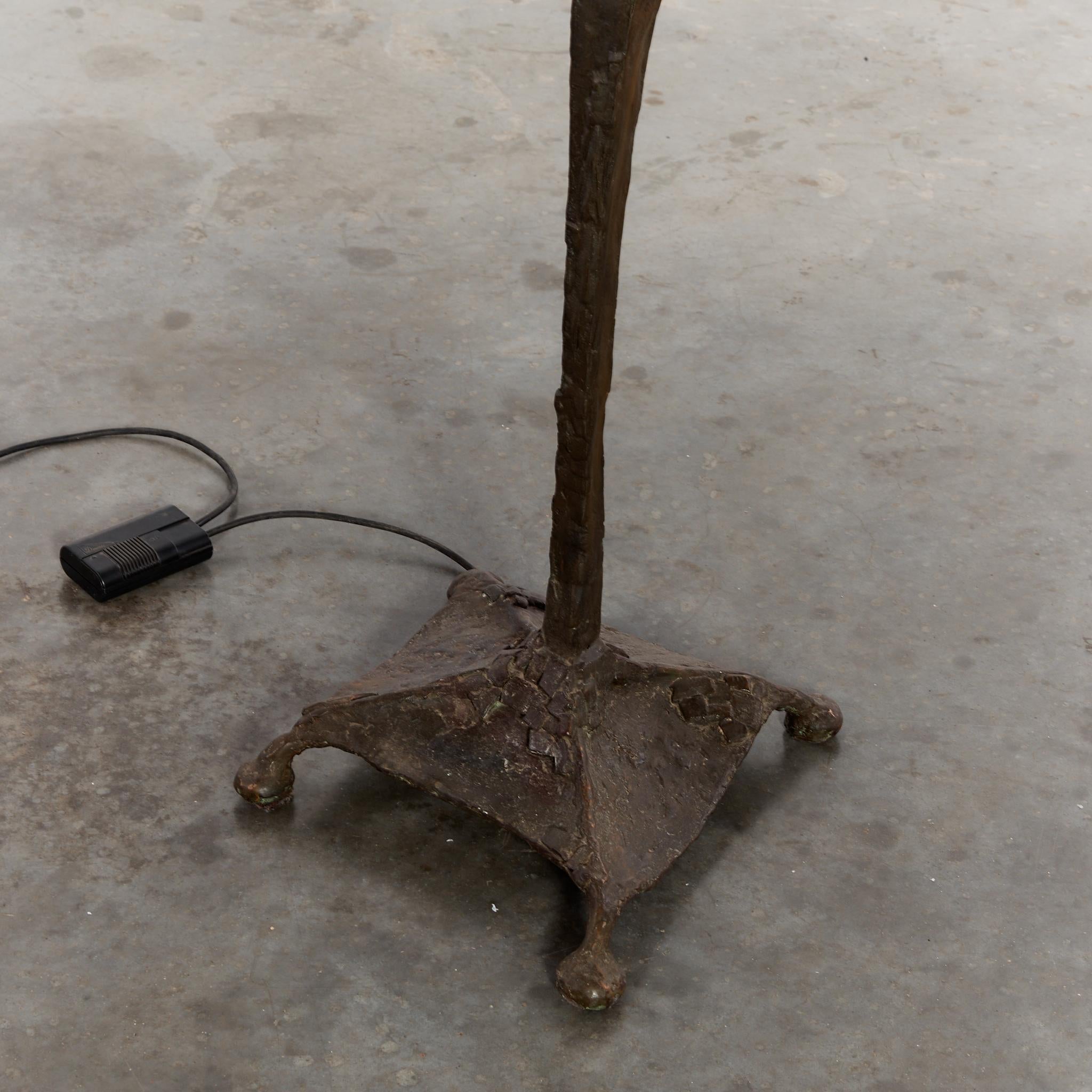 French 1970's Brutalist Cast Bronze and Marble Uplighter Floor Lamp 8