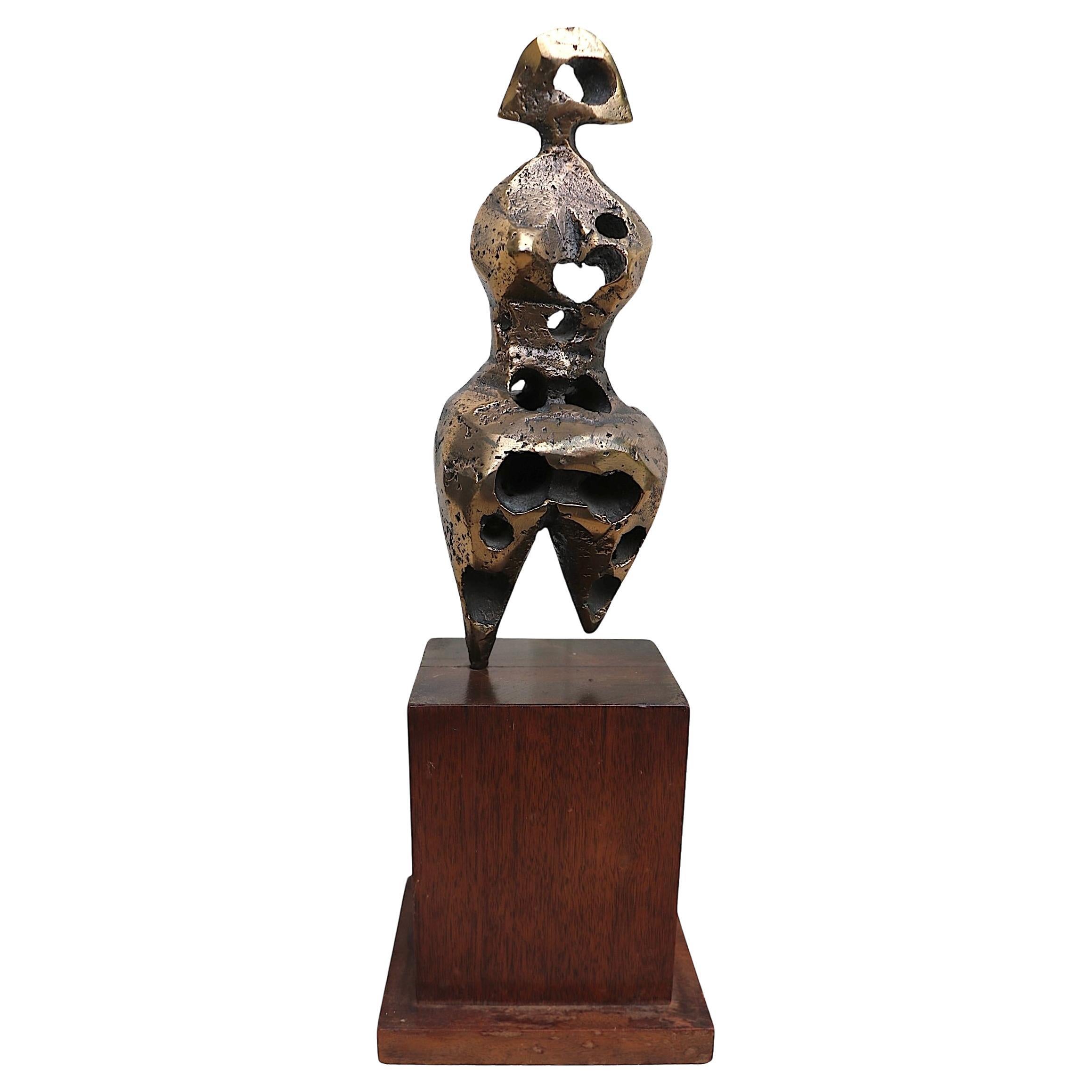 American Brutalist Cast Bronze Sculpture of a Stylized Female Figure after Henry Moore For Sale