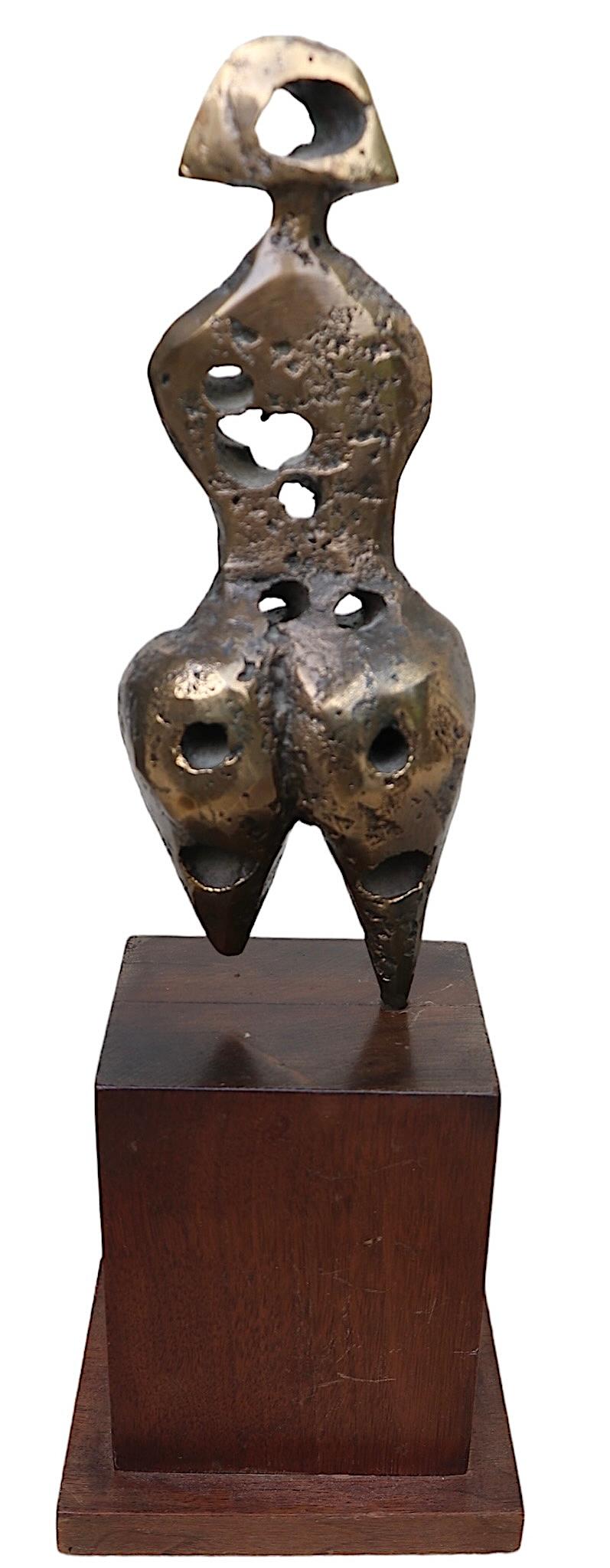 Brass Brutalist Cast Bronze Sculpture of a Stylized Female Figure after Henry Moore For Sale