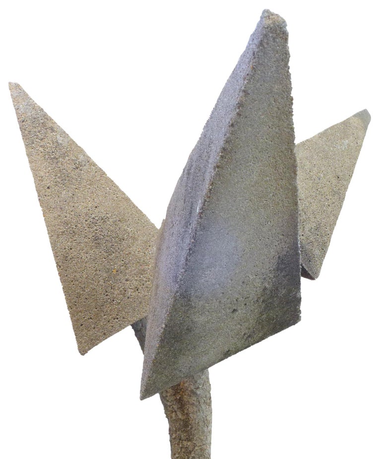 A spectacular brutalist cast concrete abstract sculpture. Constructed over a steel frame, an expressive and alluring concept, simultaneously embodying pop art, minimalism and even sacred geometry. A nice even patina throughout from time spent