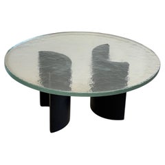 Table basse en verre moulé de style brutaliste, signée Heinz Lilienthal – années 1970