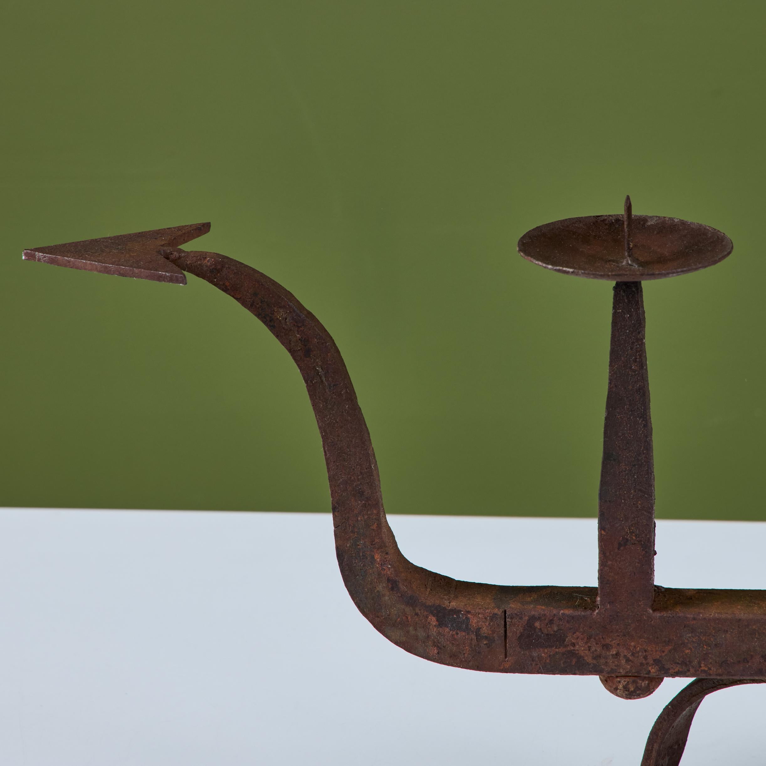 Brutalist Cast Iron Candelabra 5