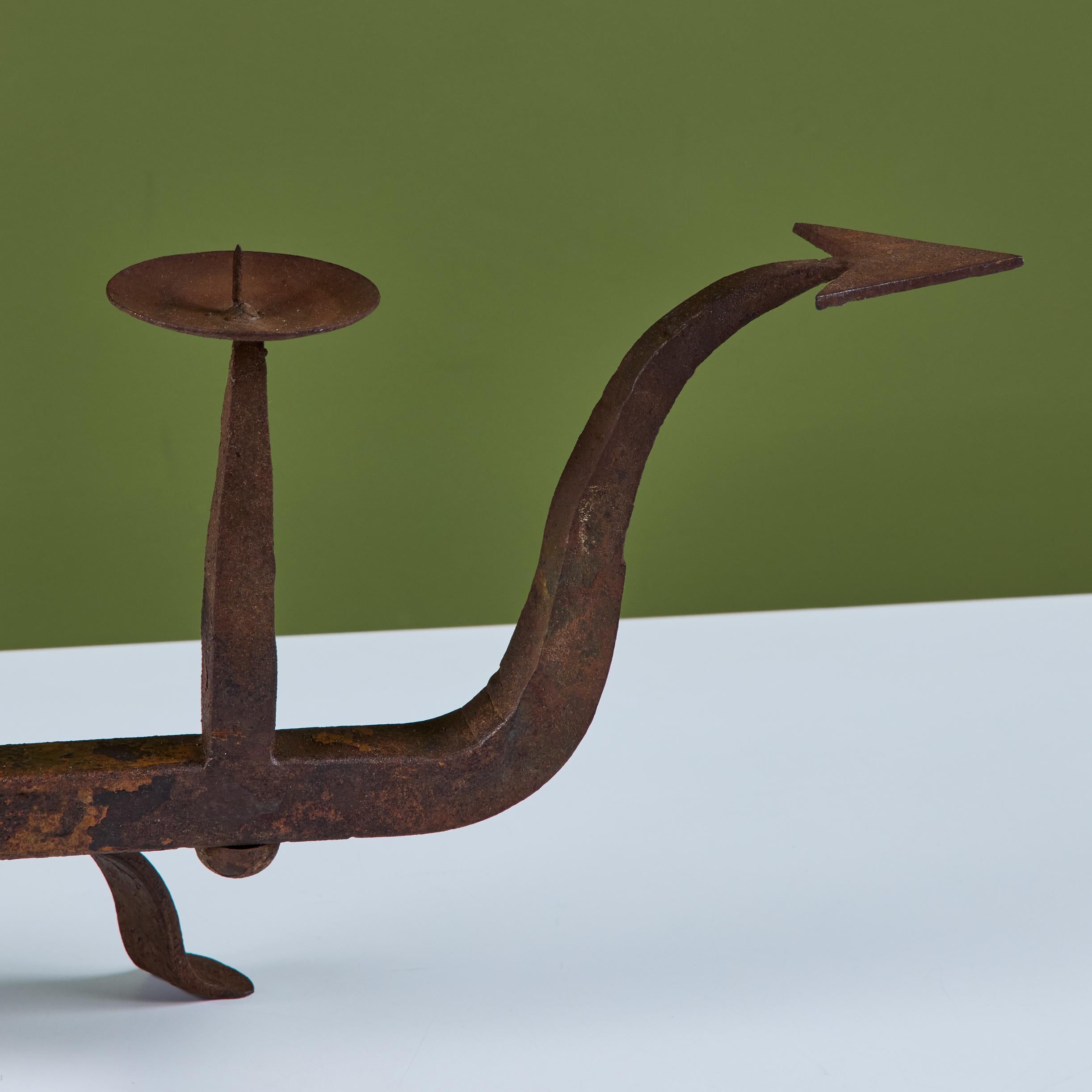 Brutalist Cast Iron Candelabra 6