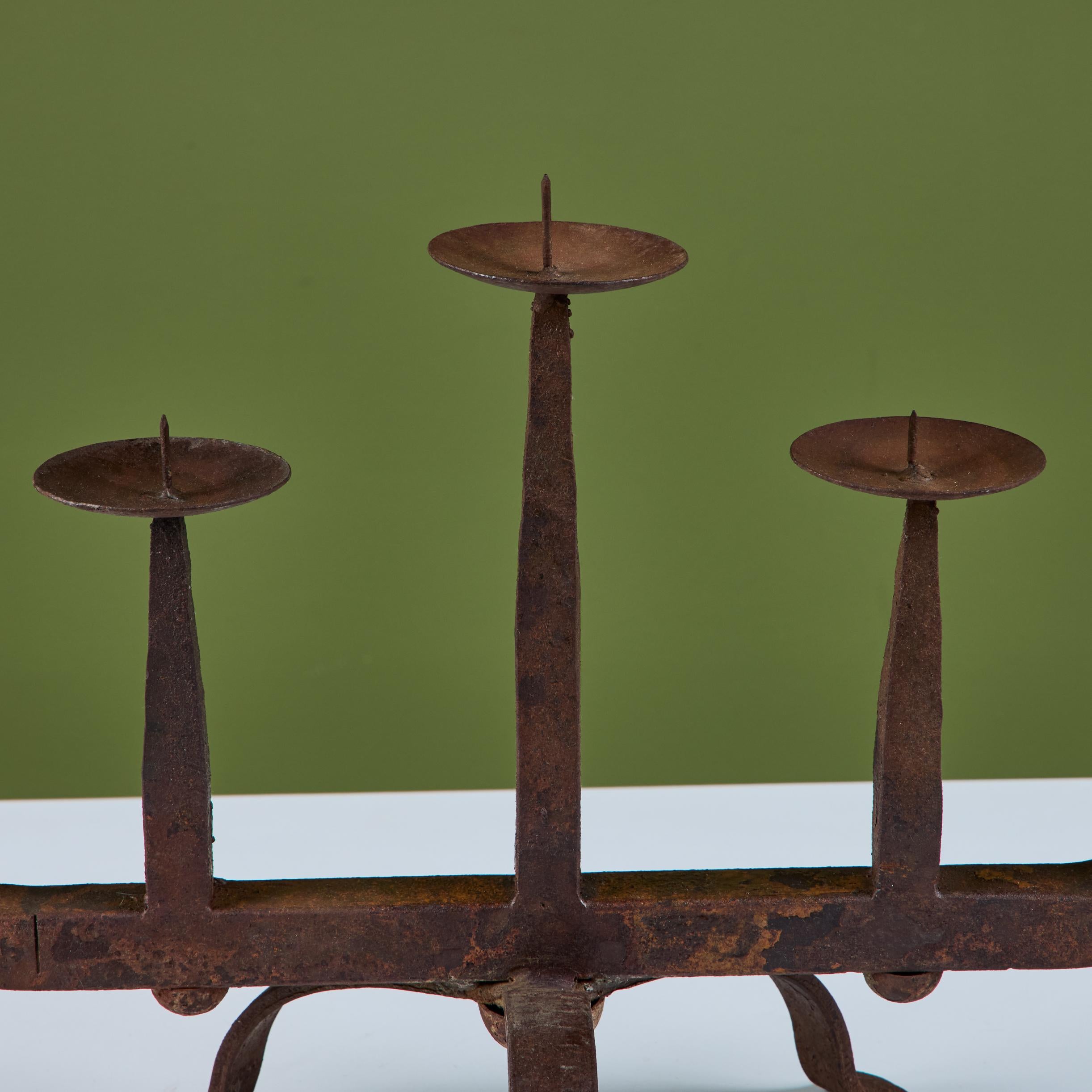 Brutalist Cast Iron Candelabra 7