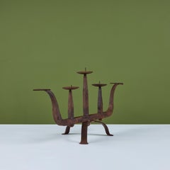 Brutalist Cast Iron Candelabra