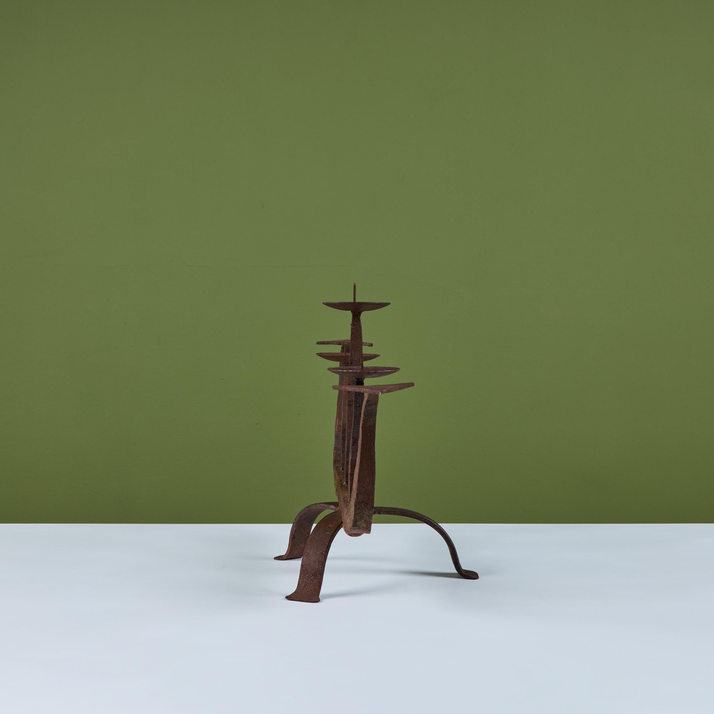 Brutalist Cast Iron Candelabra 1