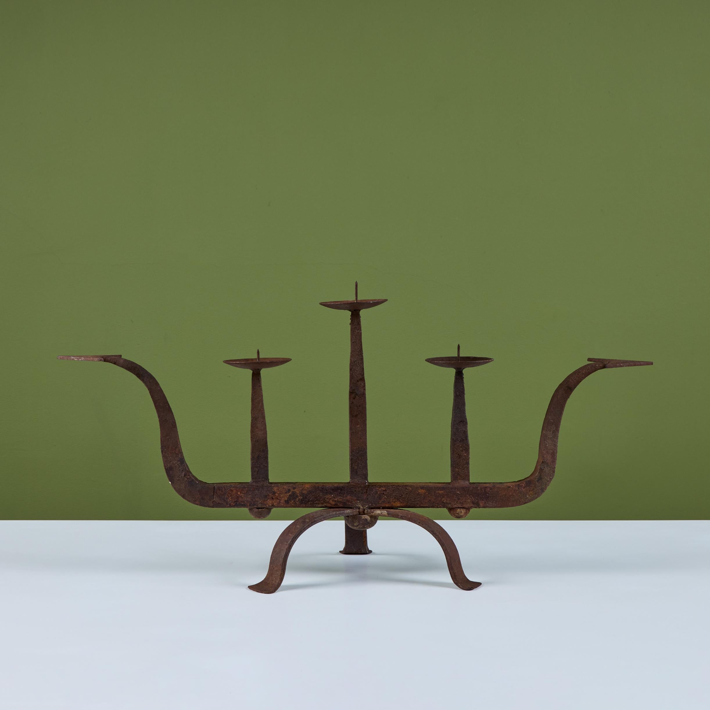 Brutalist Cast Iron Candelabra 3