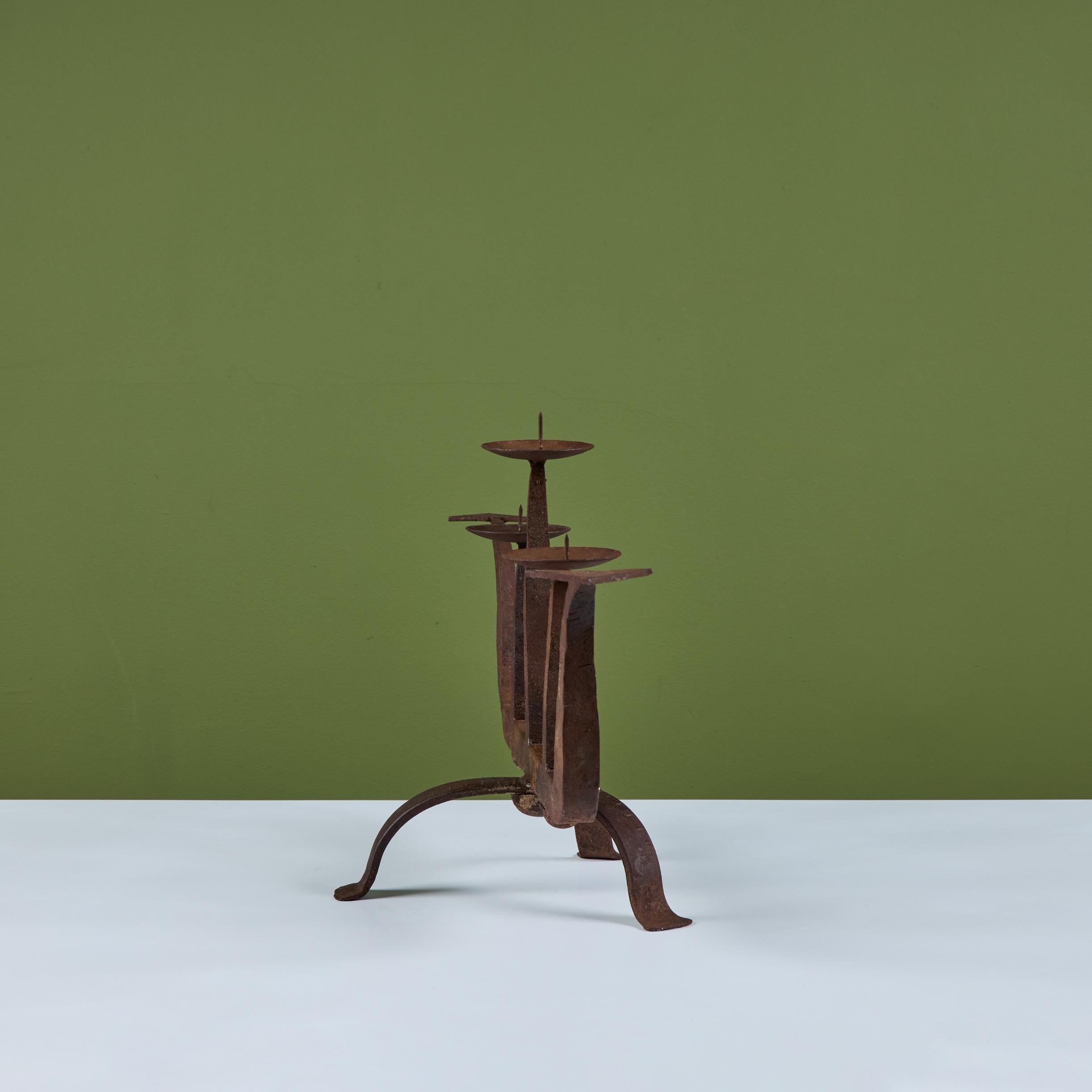 Brutalist Cast Iron Candelabra 4