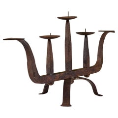 Brutalist Cast Iron Candelabra