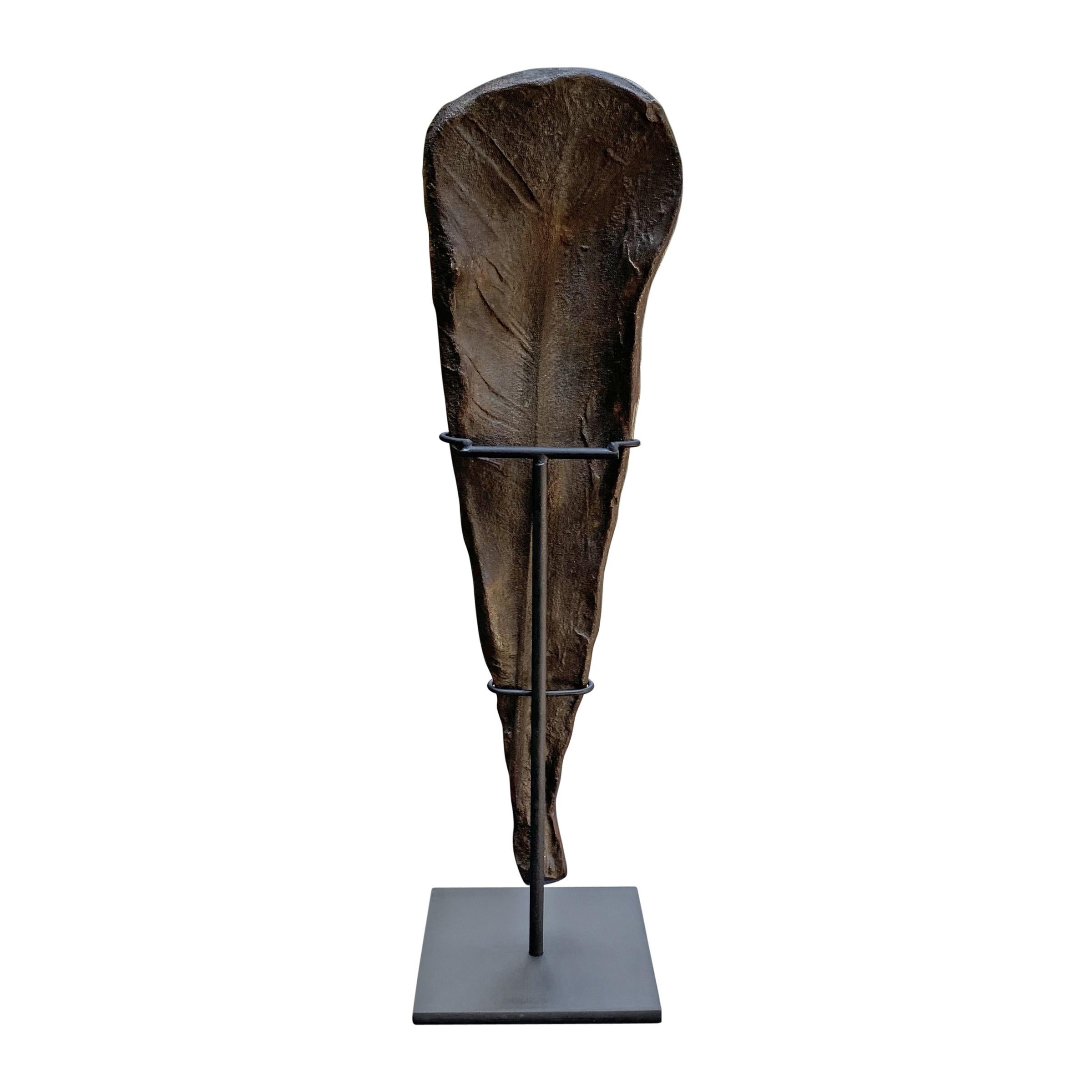 Brutalist Cast Iron Feather on Custom Stand For Sale 2