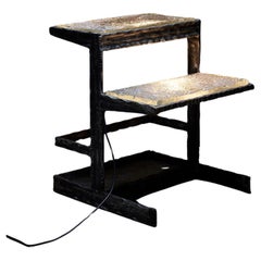 Vintage Brutalist Cast Iron Floor Lamp, Step and Seat 