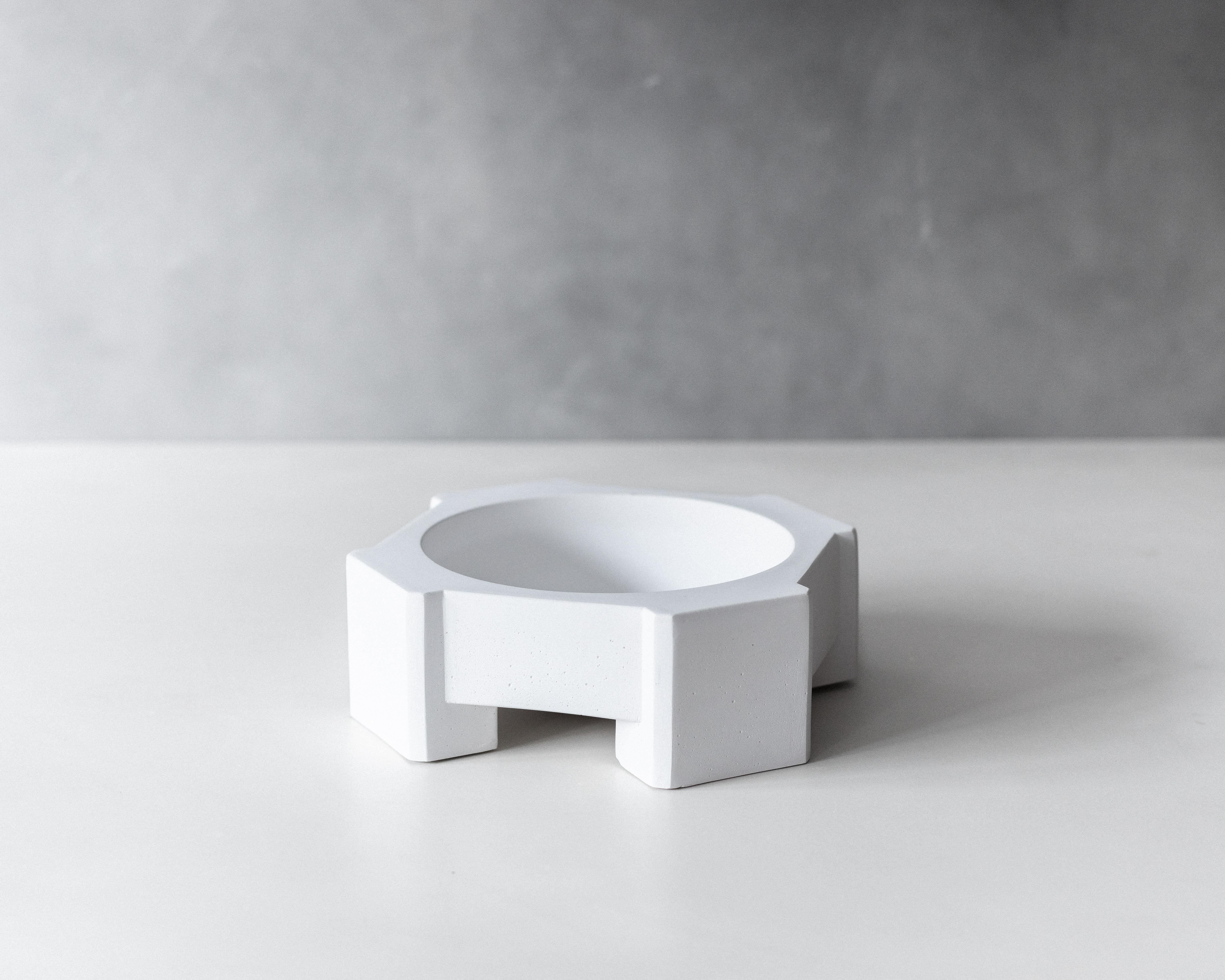 Our hand-cast gypsum cement Brutalist Catchall made in our Brooklyn studio, was inspired by the architecture of London’s Royal National Theatre. When stacked, these sculptural pieces evoke the massing of a concrete building.

Packed and shipped in