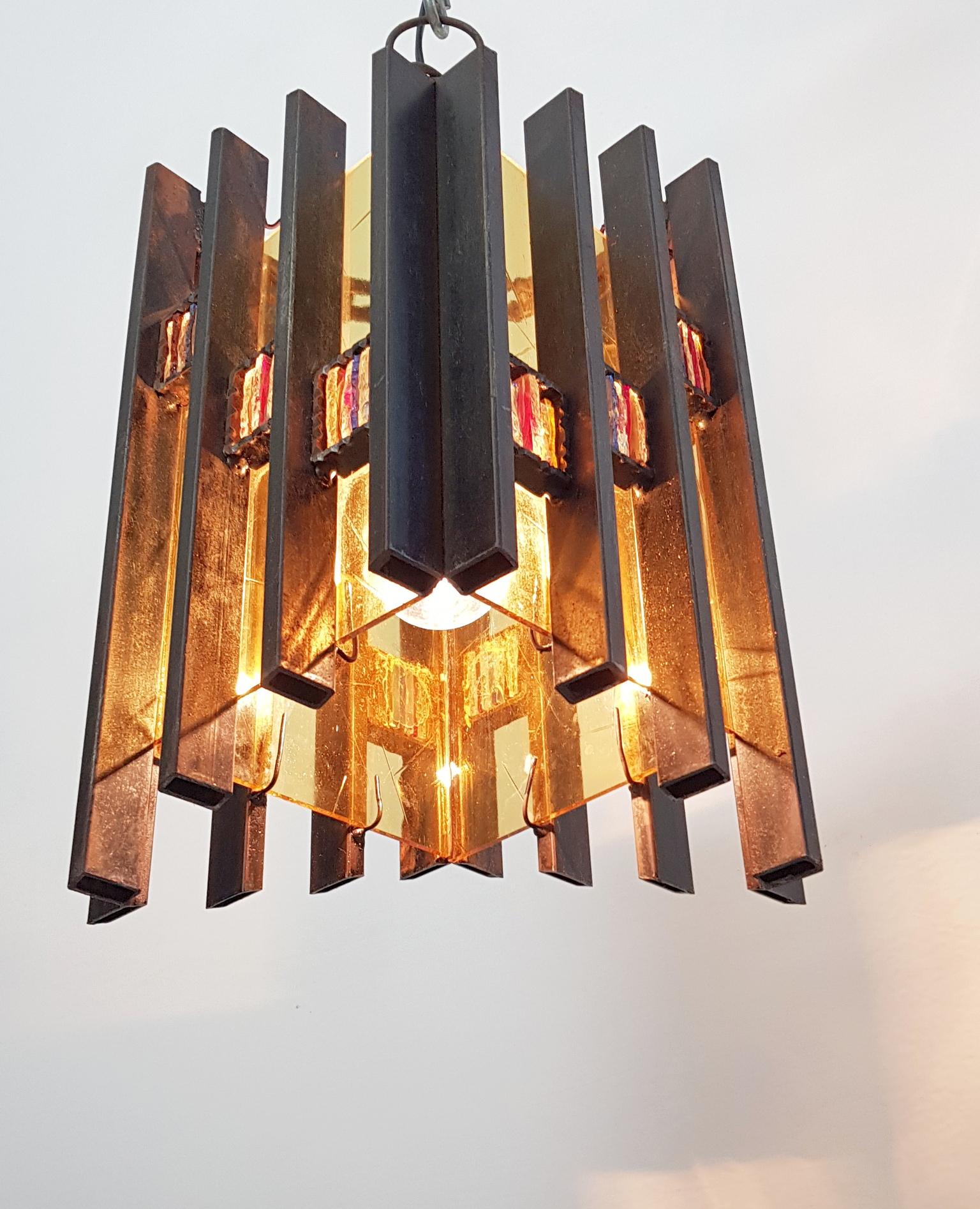 Brutalist Murano Ceiling Lamp by Longobard Italy