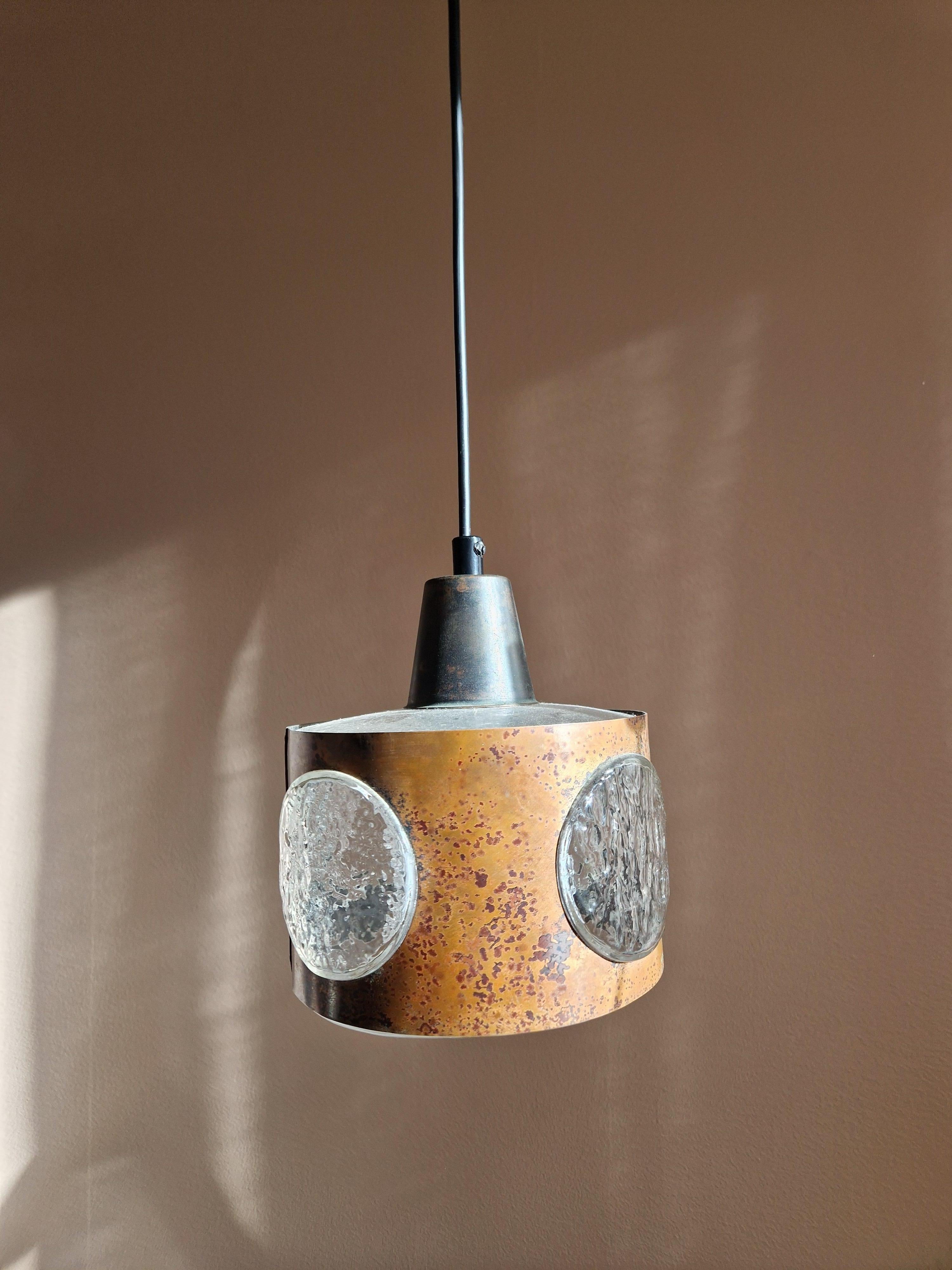 Copper Brutalist Ceiling lamp, Nanny Still, RAAK, Amsterdam, 1970's For Sale