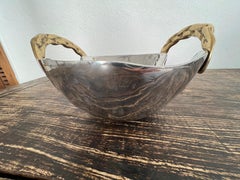 Brutalist Celtic Bowl Solid Cast Aluminium and Brass A070 by David Marshall