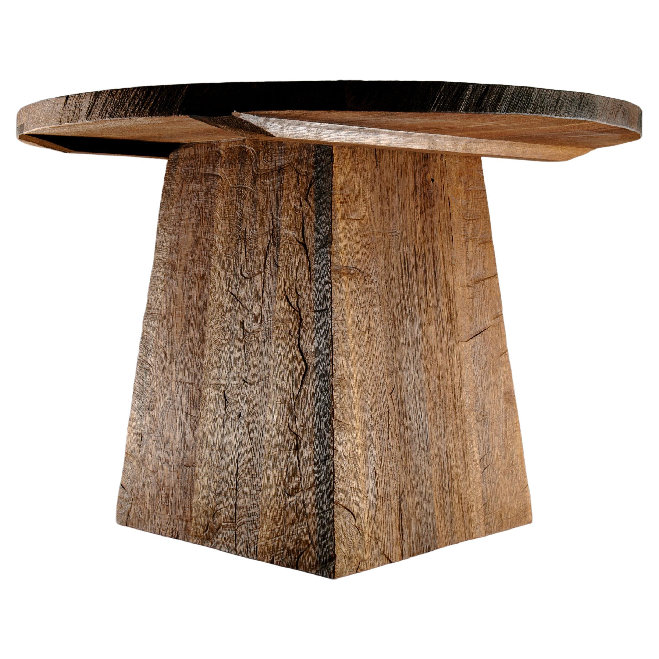 Table centrale brutaliste N1 en bois de chêne massif, 150