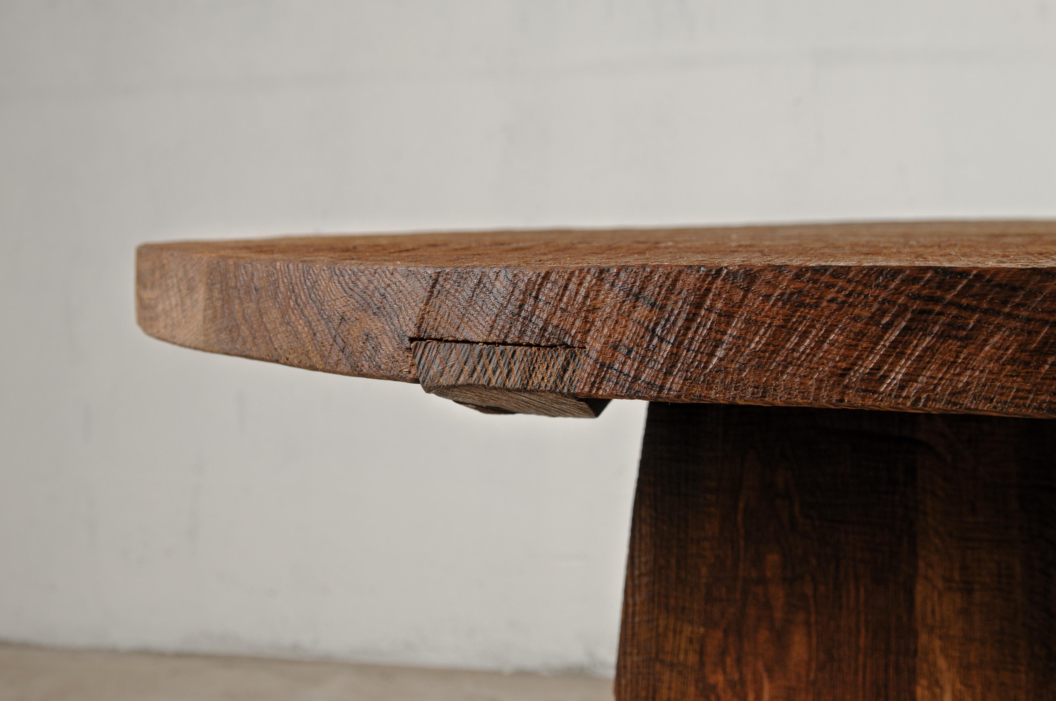 Brutalist Center Table N1 in Solid Oakwood, 'Custom Size' In New Condition For Sale In Paris, FR