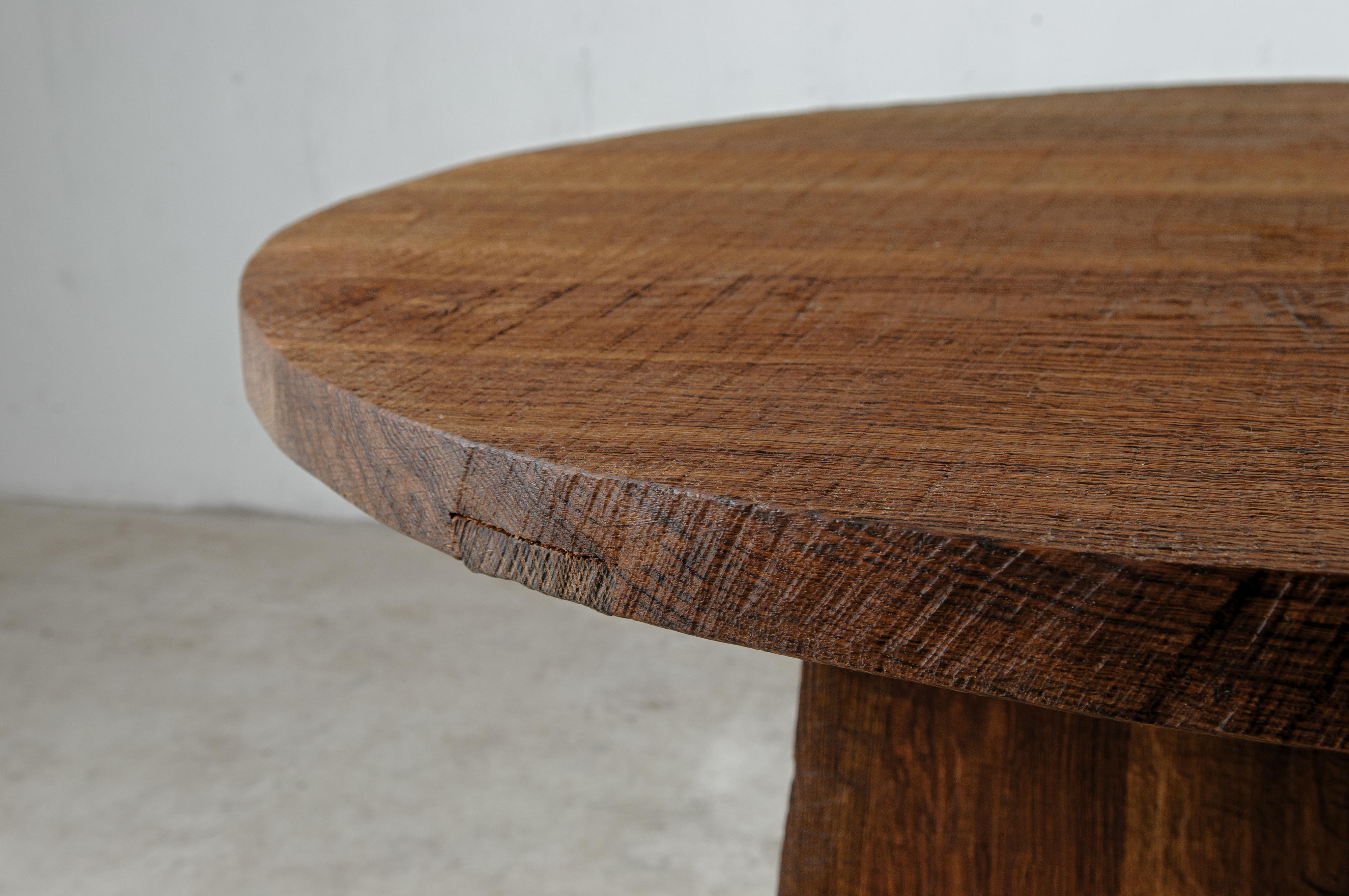 Contemporary Brutalist Center Table N1 in Solid Oakwood, 'Custom Size' For Sale