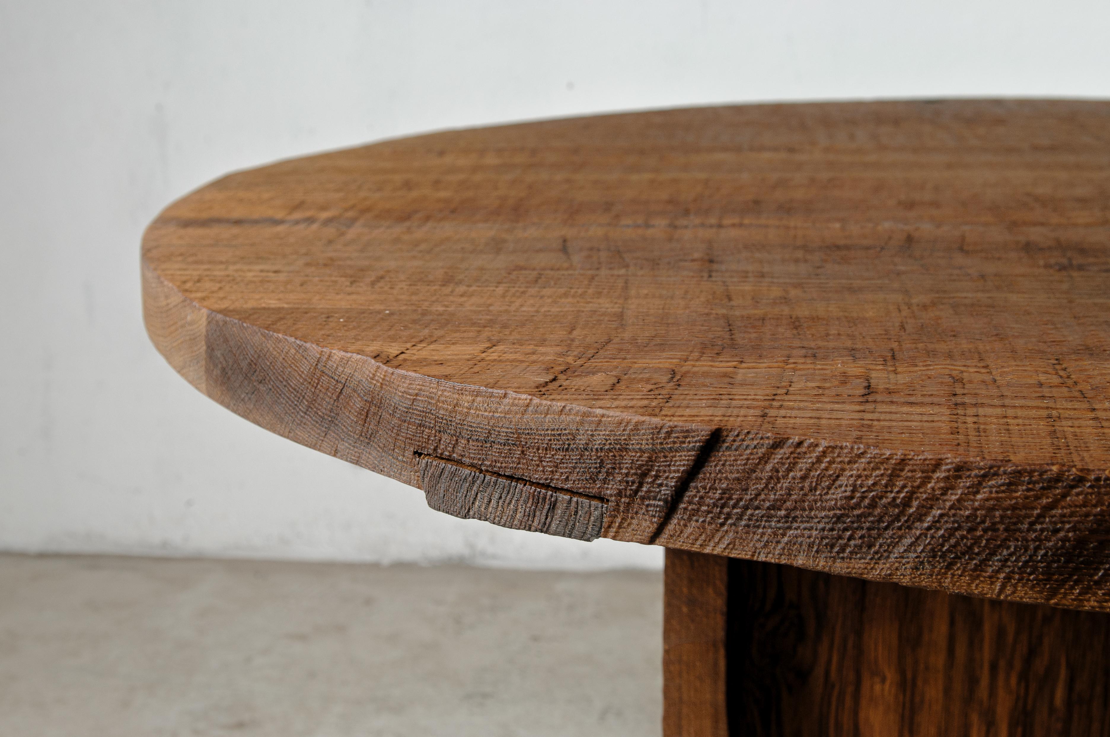 Brutalist Center Table N2 in Solid Oakwood, 'Custom Size'   In New Condition For Sale In Paris, FR