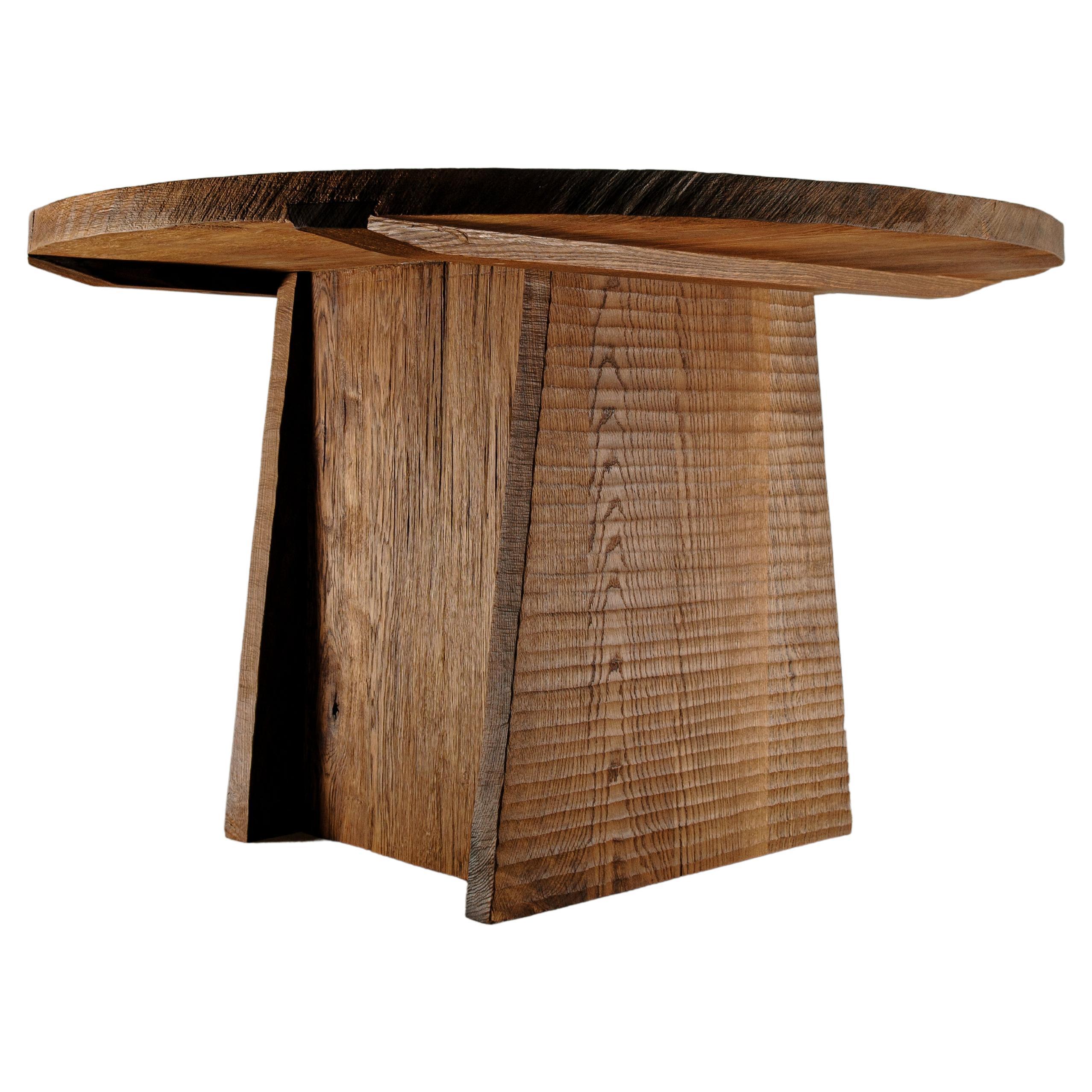 Brutalist Center Table N2 in Solid Oakwood, 'Custom Size'   For Sale